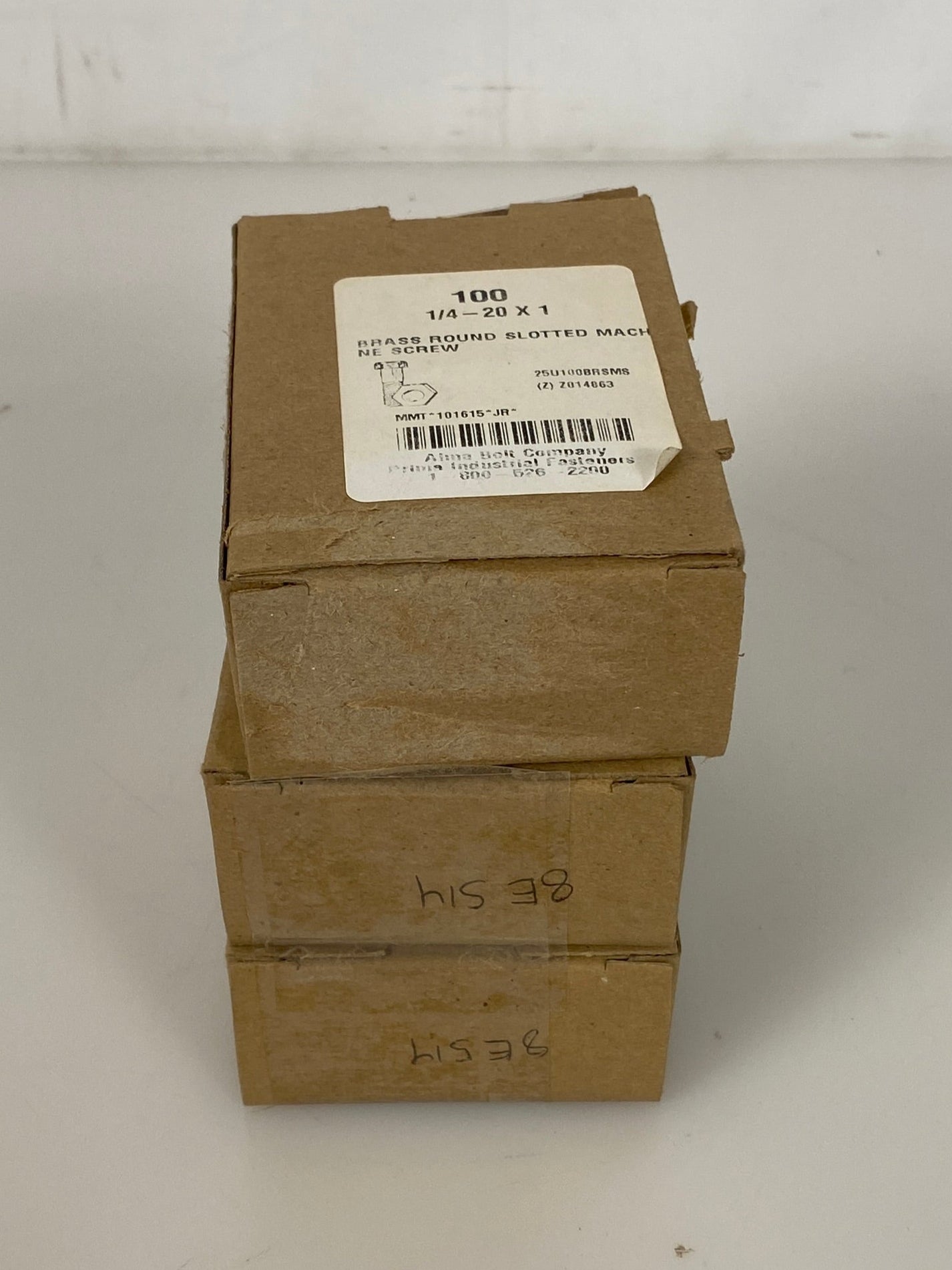 Alma Bolt Company 1/4 x 1 Slotted Brass Machine Screws Pack of 3