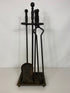 Antique 1800's Bradley & Hubbard Wrought Iron 4-Piece Fireplace Set