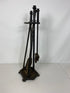 Antique 1800's Hammered Iron 5-Piece Fireplace Set