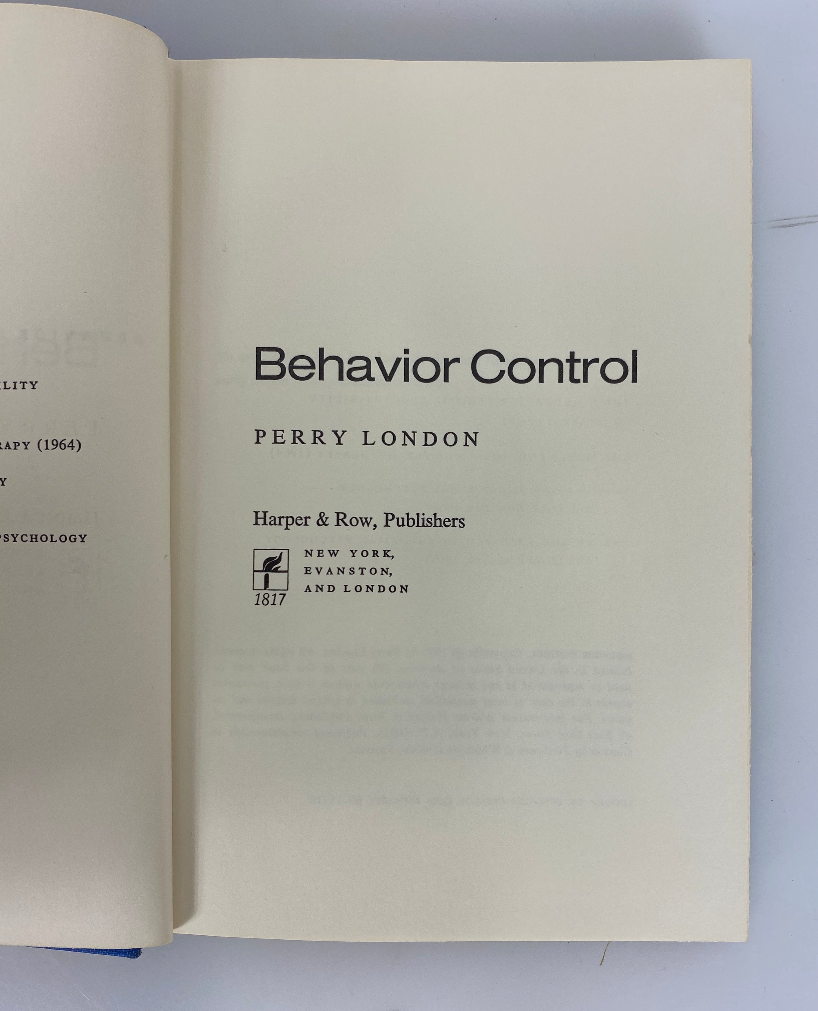 Behavior Control by Perry London 1969 Hypnotism/Drugs/Brain Implants HCDJ