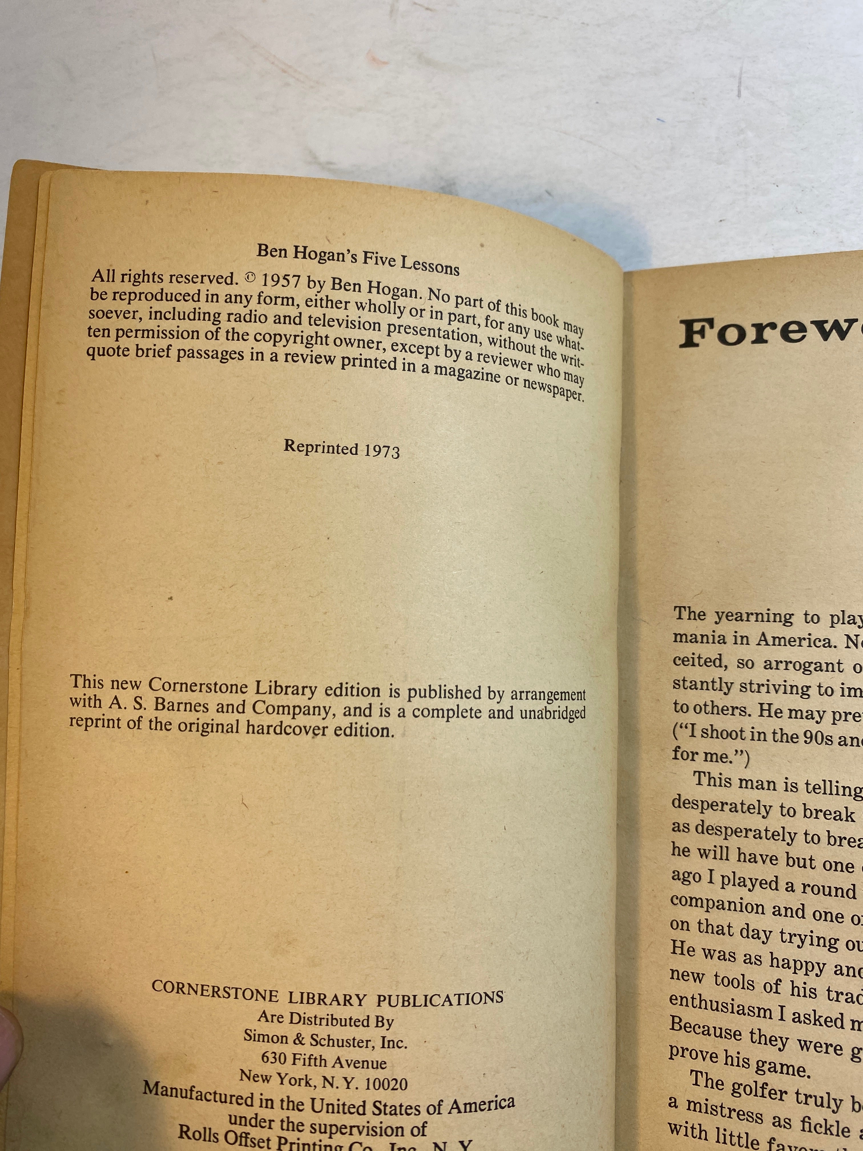 Ben Hogan Five Lessons Modern Golf Fundamentals SC 1973