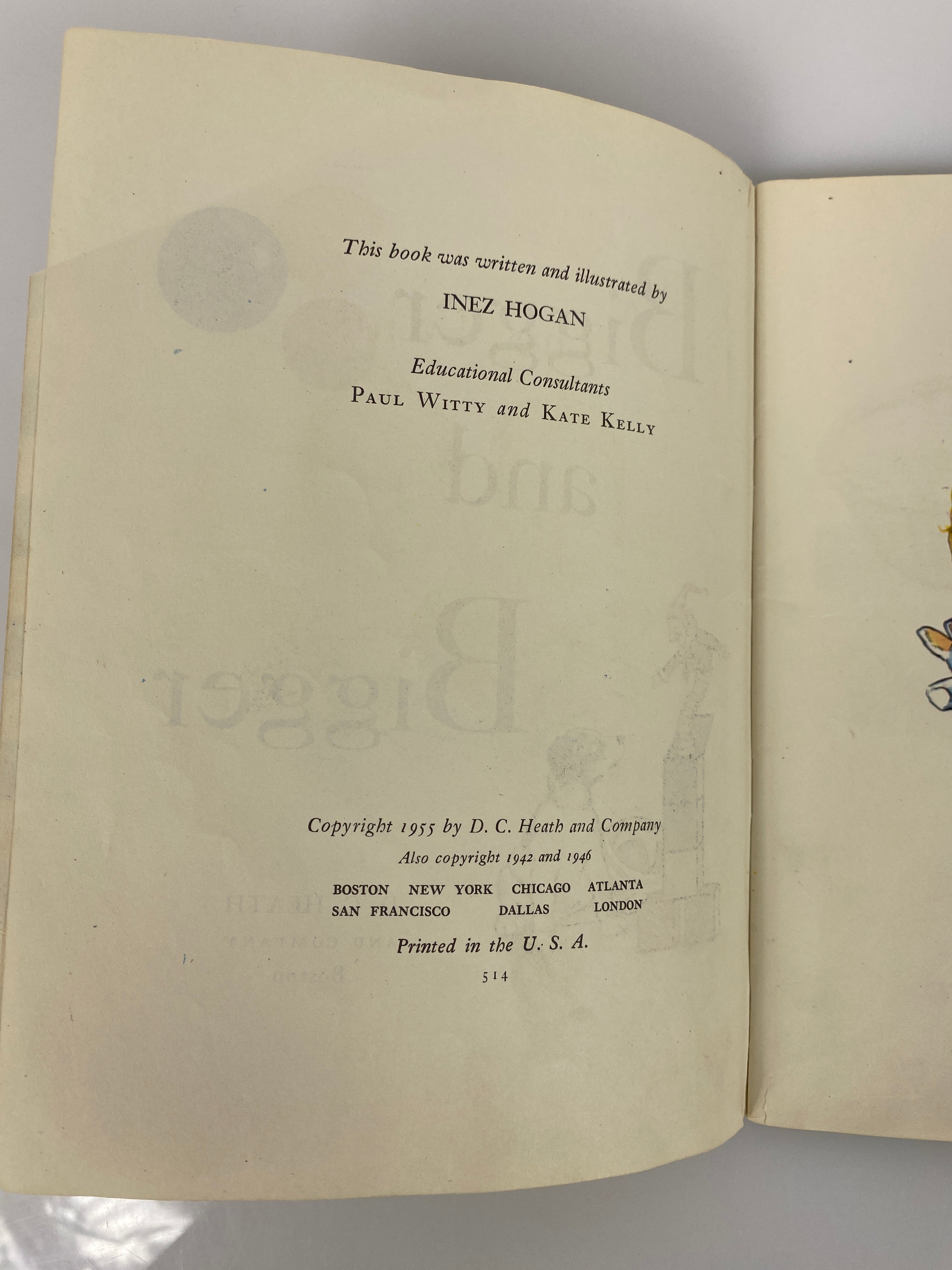 Bigger and Bigger The Twins Inez Hogan Vintage Children's Book 1946