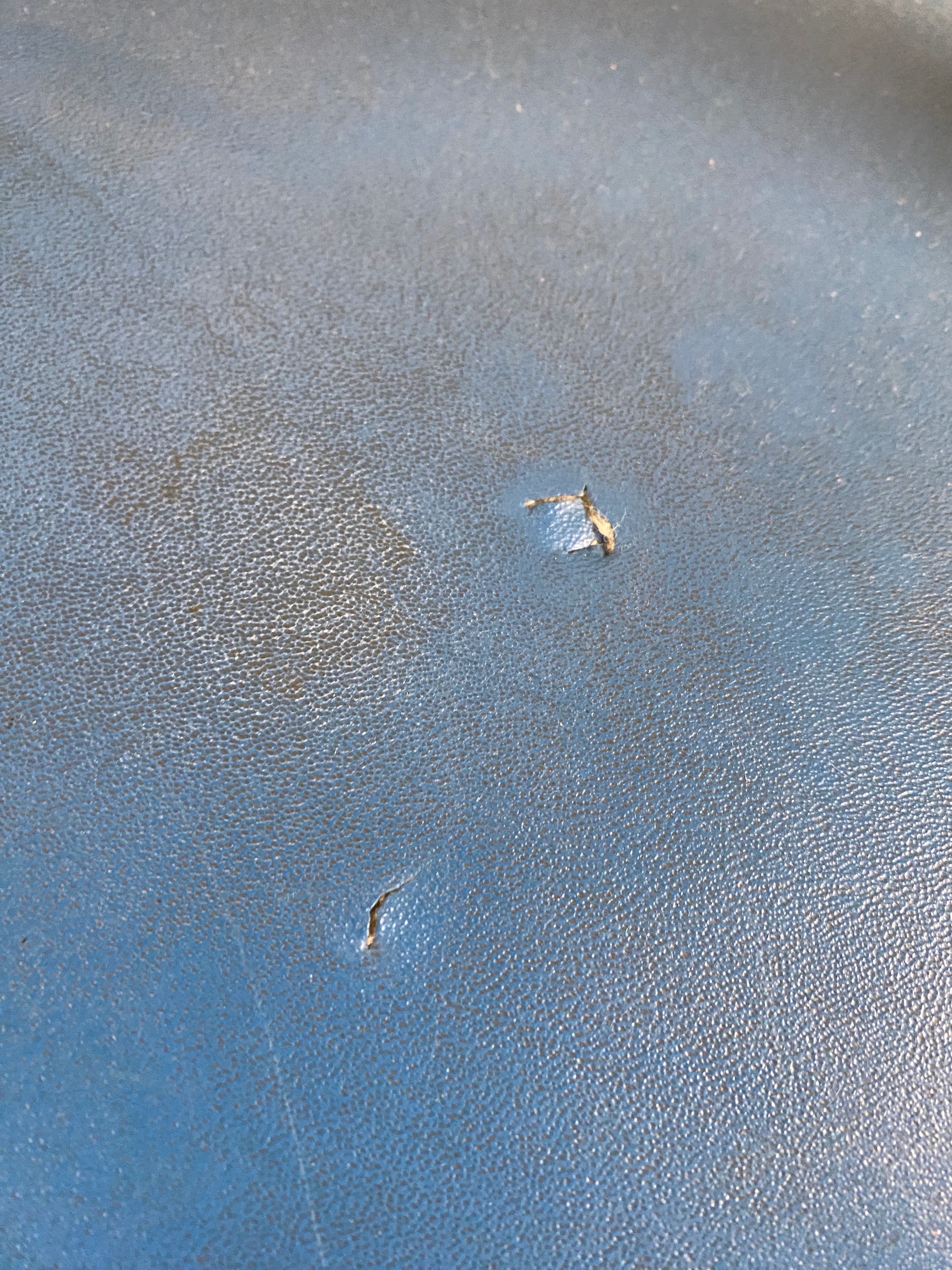 Blue and White Lounge Chair with Wood Armrest