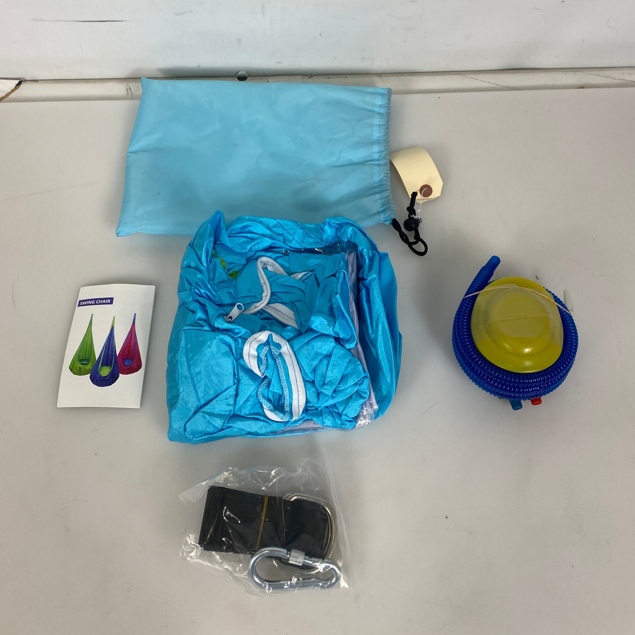 Blue Nylon Pod Swing Chair w/ Inflatable Cushion