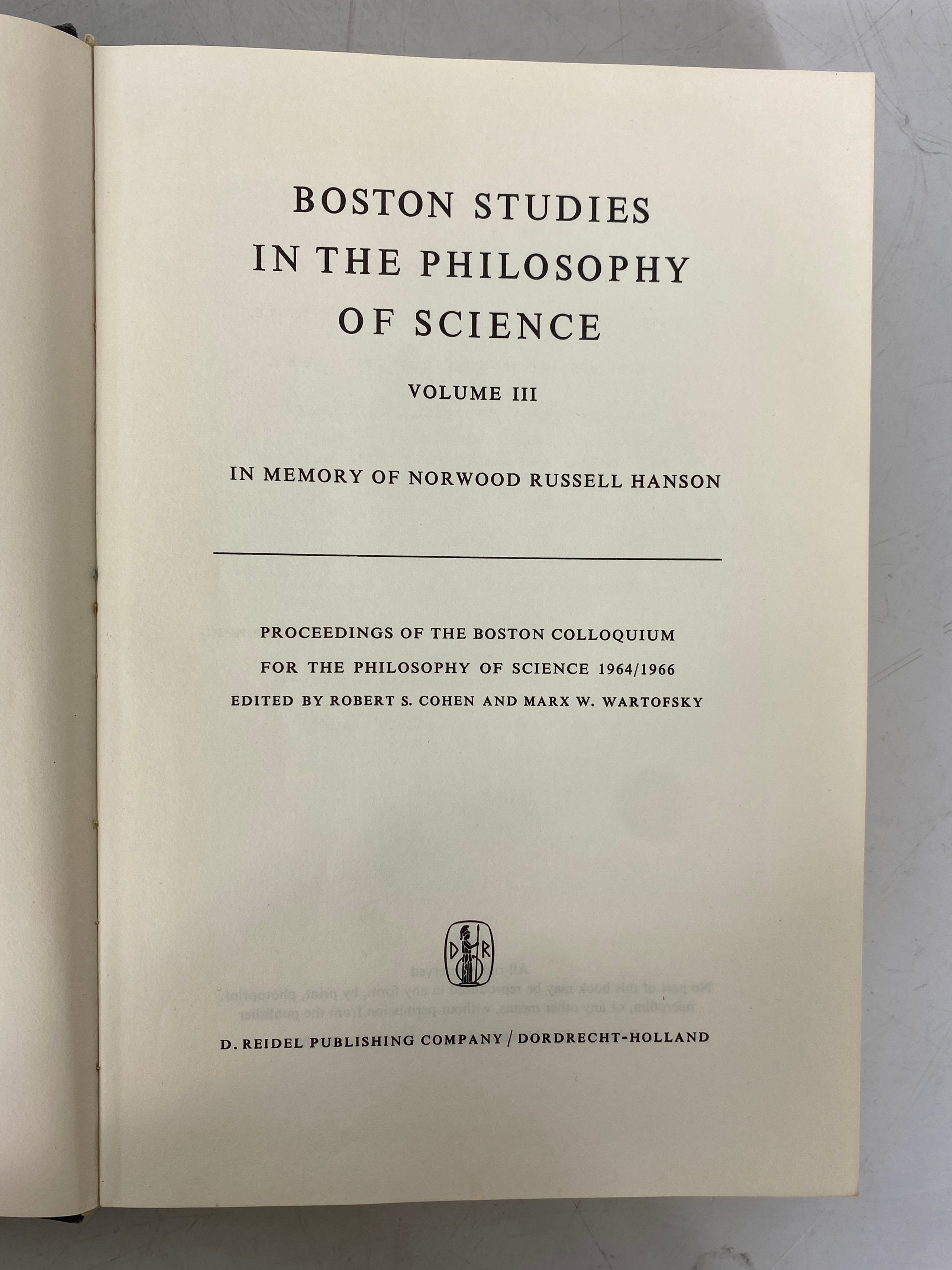 Boston Studies in the Philosophy of Science Vol III 1967 Vintage HC