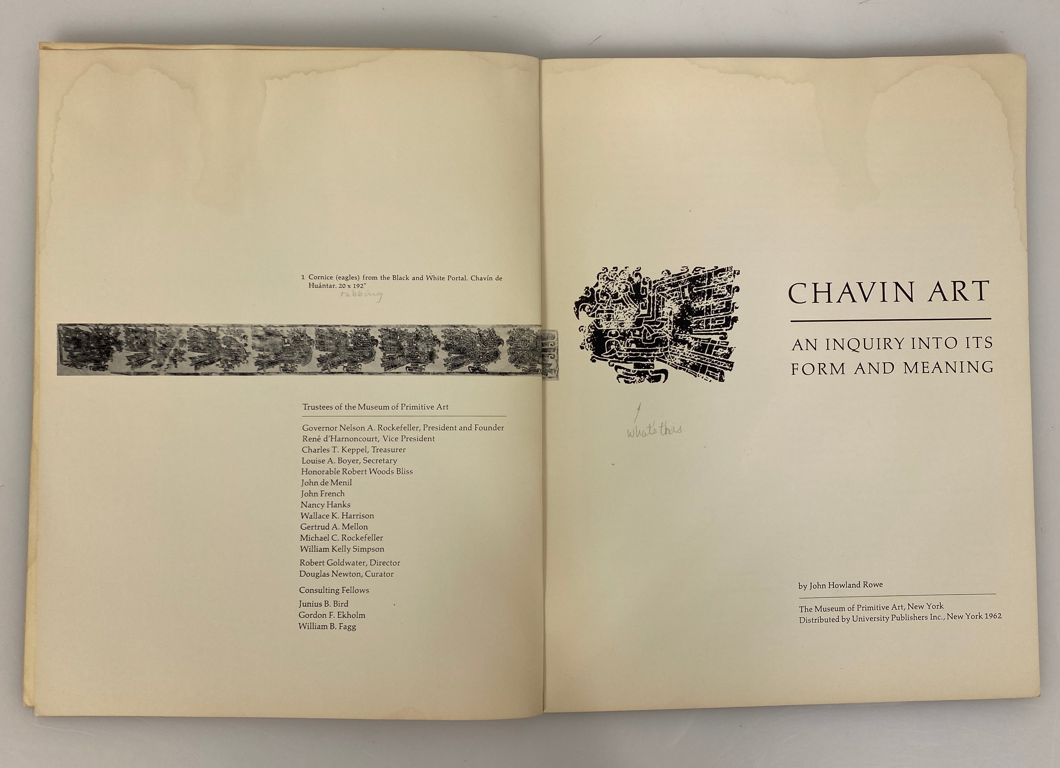 Chavin Art The Museum of Primitive Art NY 1962 SC