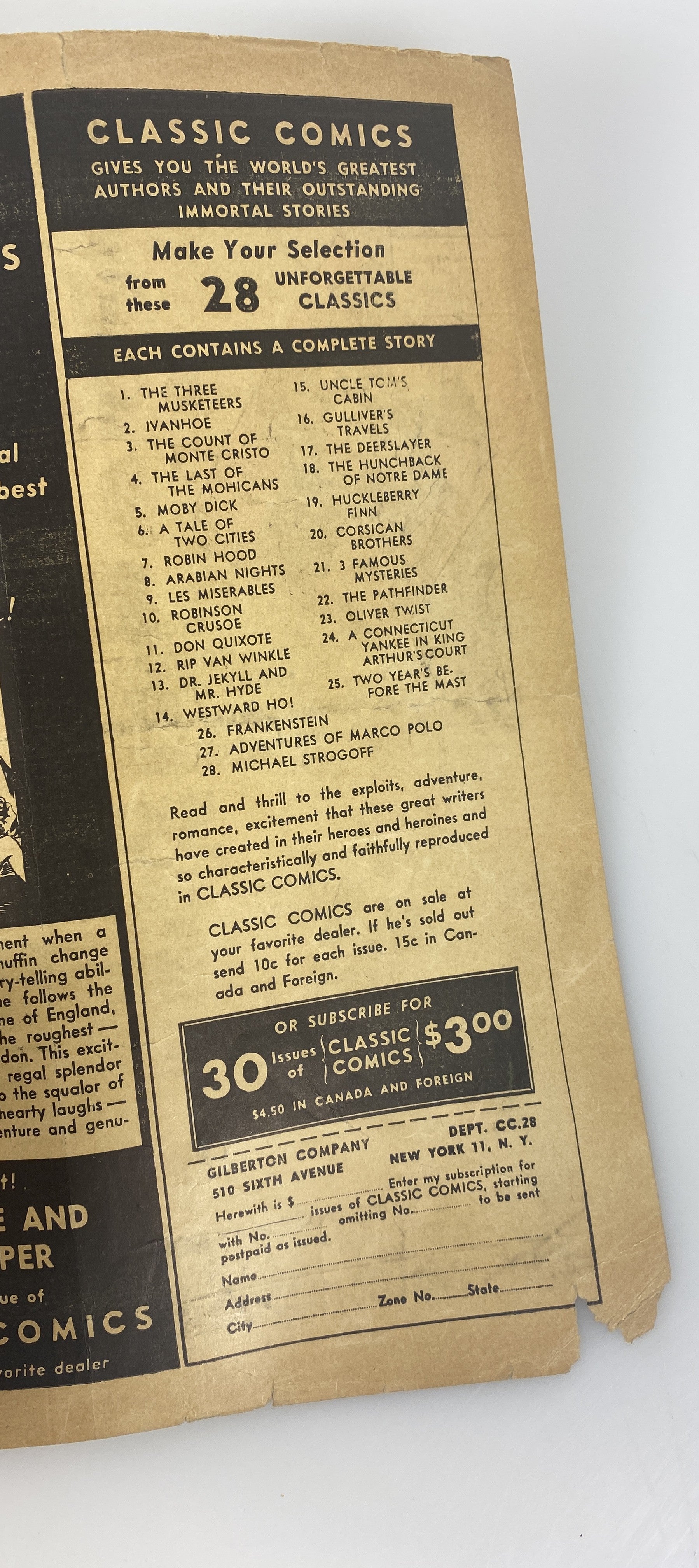 Classics Illustrated Michael Strogoff Jules Verne No. 28 1946 HRN28