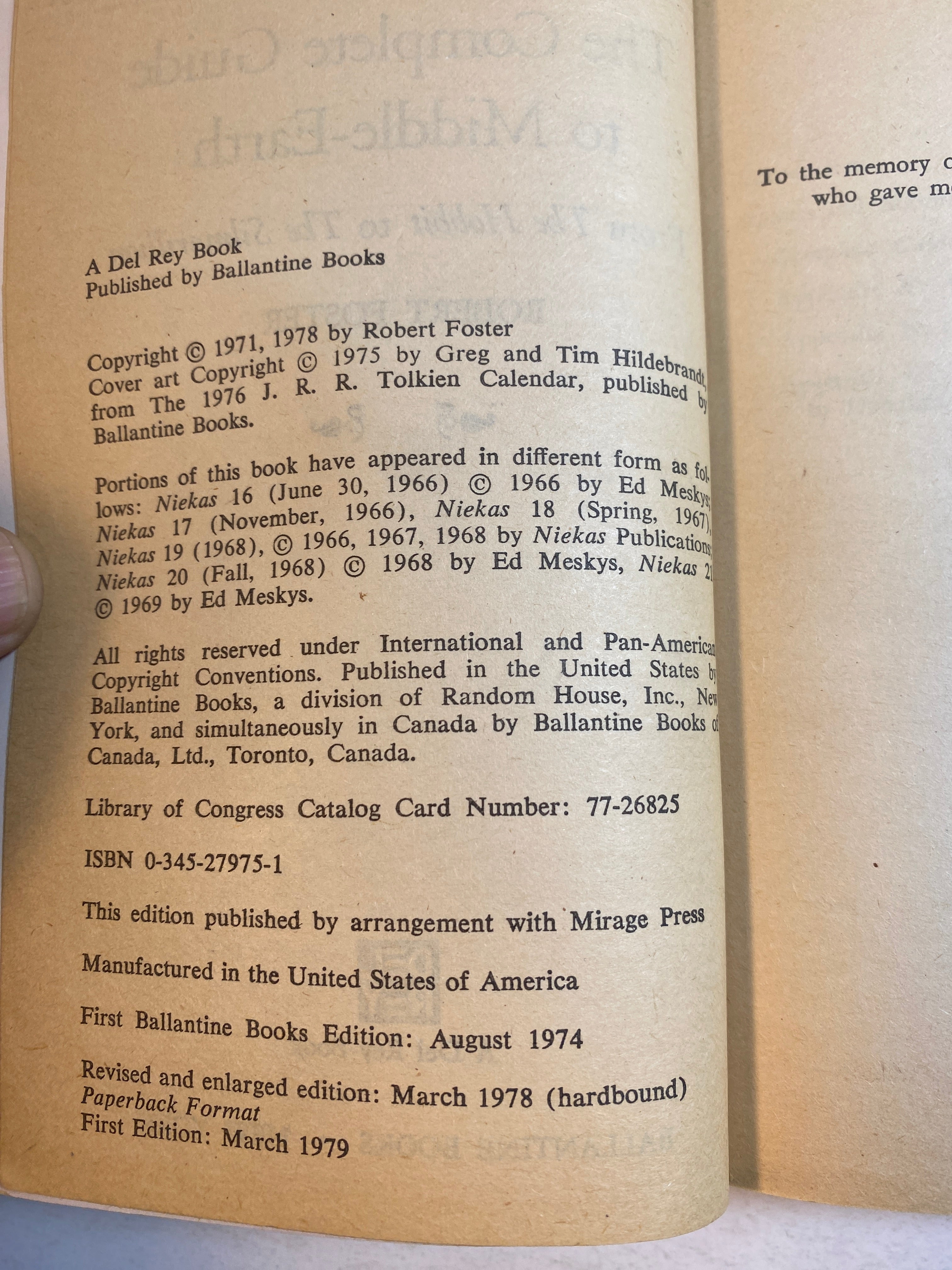Complete Guide to Middle Earth Robert Foster paperback 1979