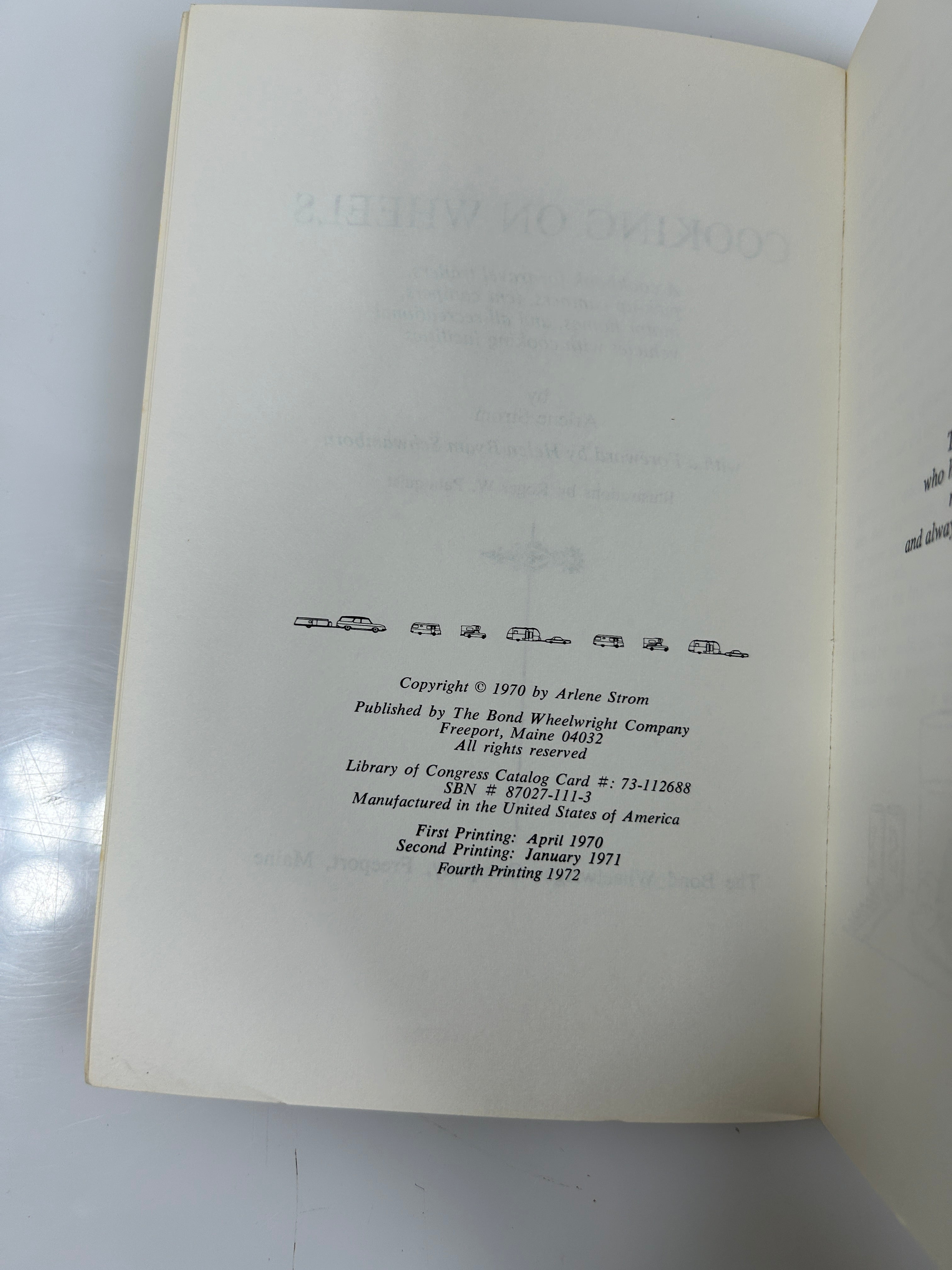 Cooking on Wheels by Arlene Strom 4th Printing The Bond Wheelwright Co 1970