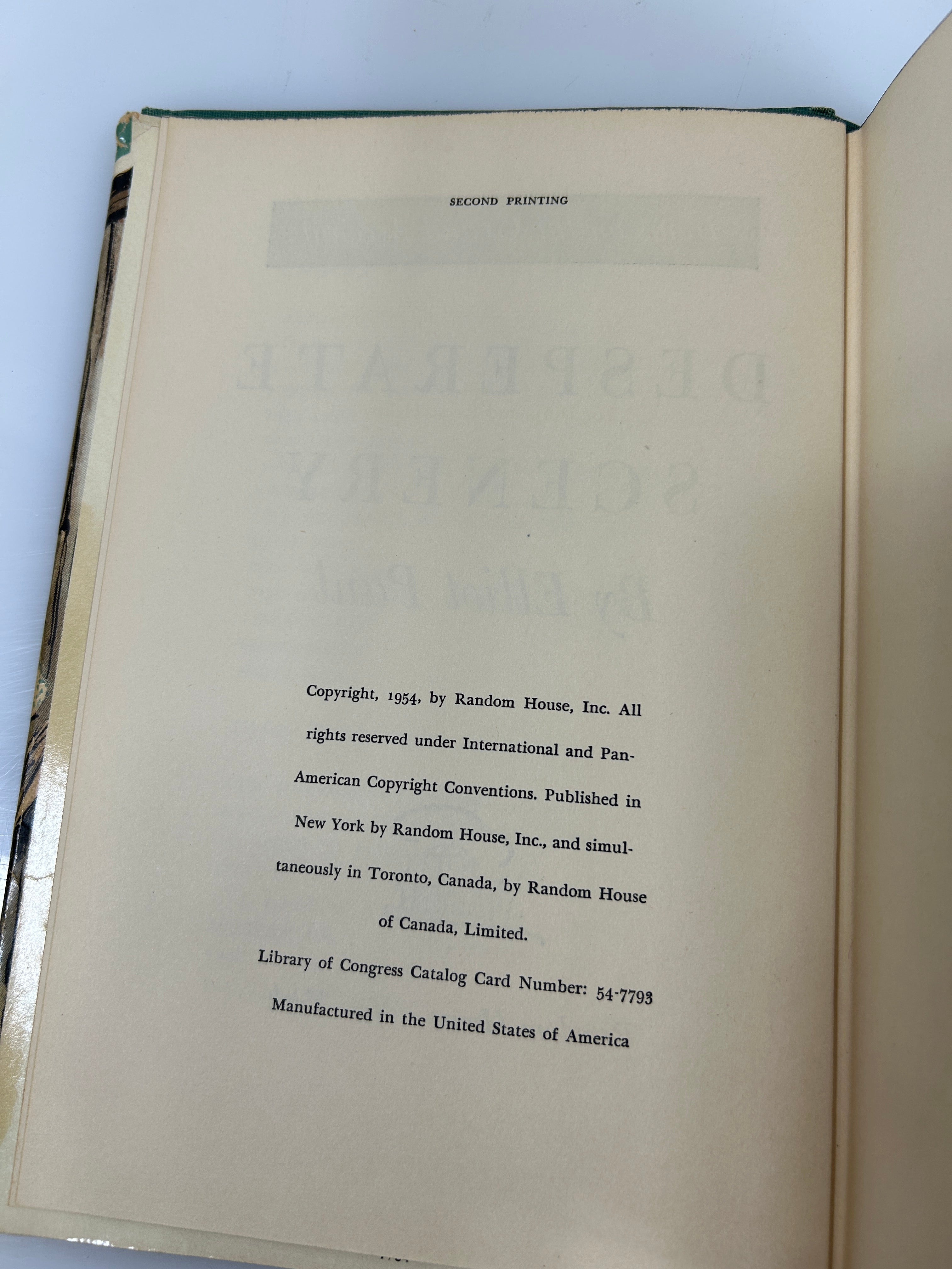 Desperate Scenery by Elliot Paul 1954 Second Printing HC DJ