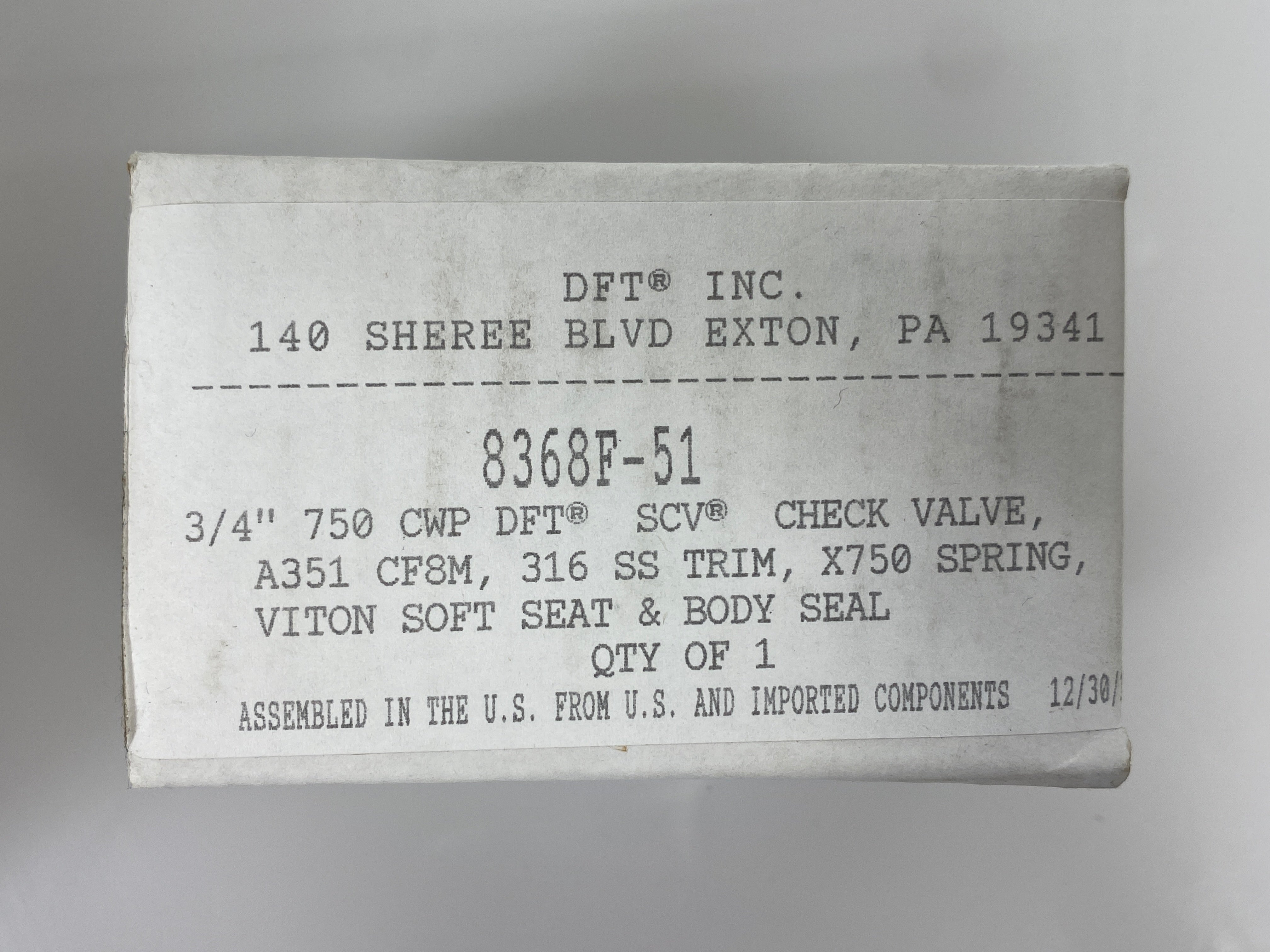 DFT Inc 3/4" SS Check Valve Sev HD Steam 6 Count