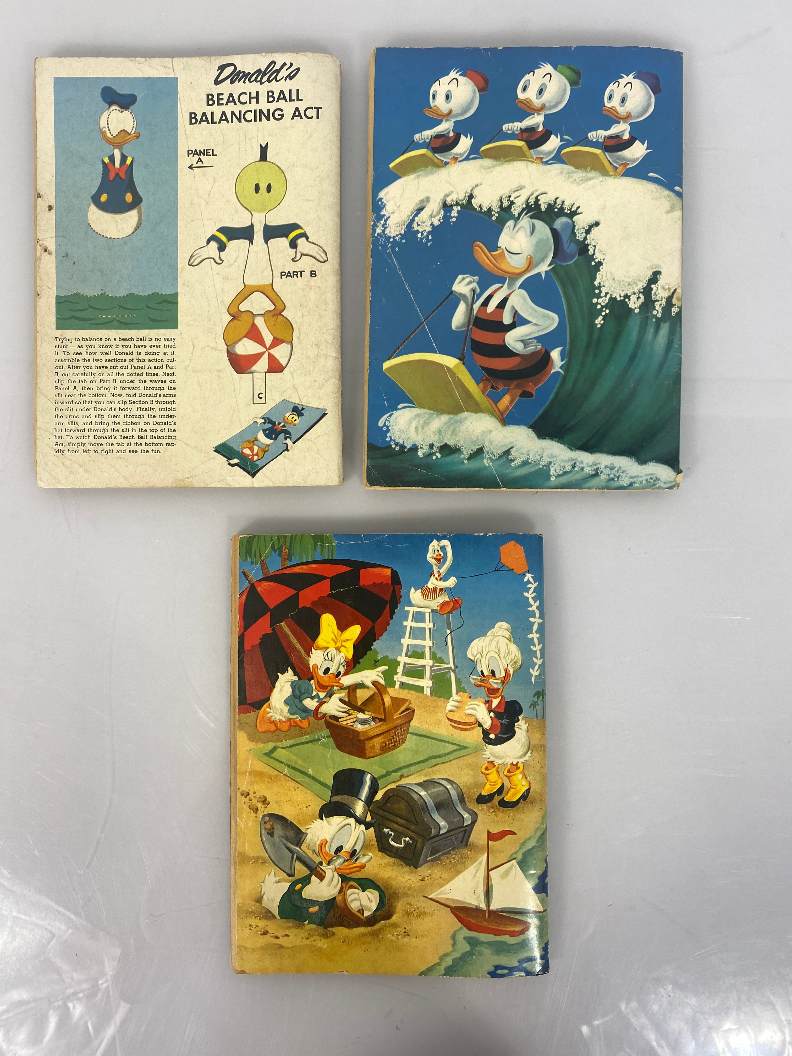 Donald Duck Beach Party Lot of 3 Disney Giant Size Dell Comics 1954-1957