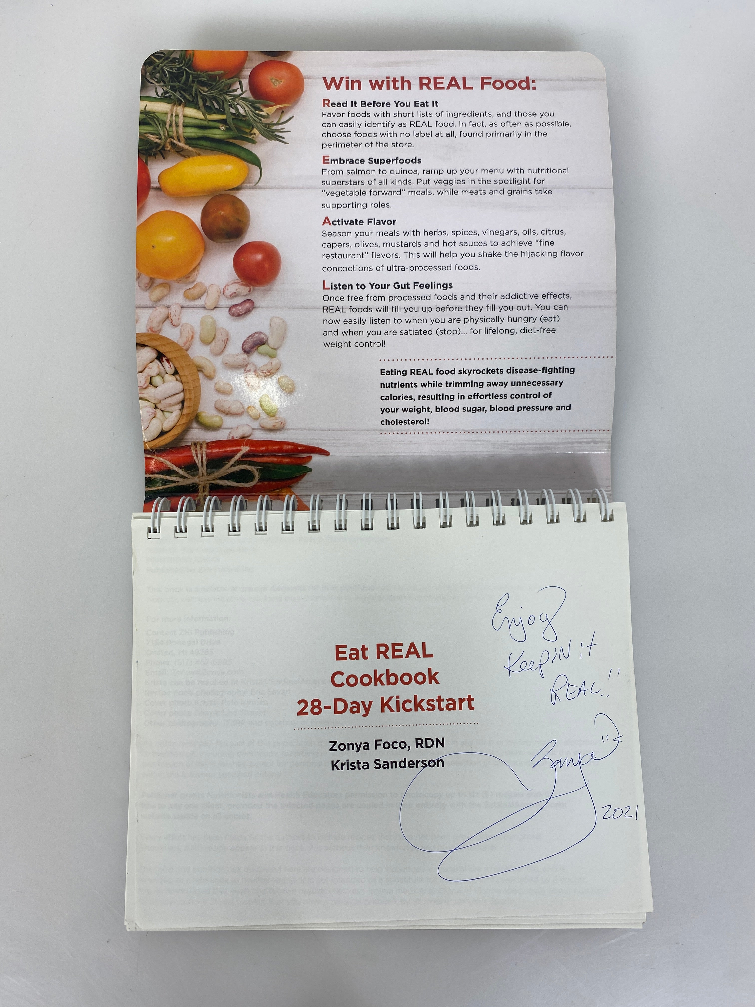 Eat Real Cookbook 28 Day Kickstart by Sanderson/Foco 2020 Signed Spiral SC