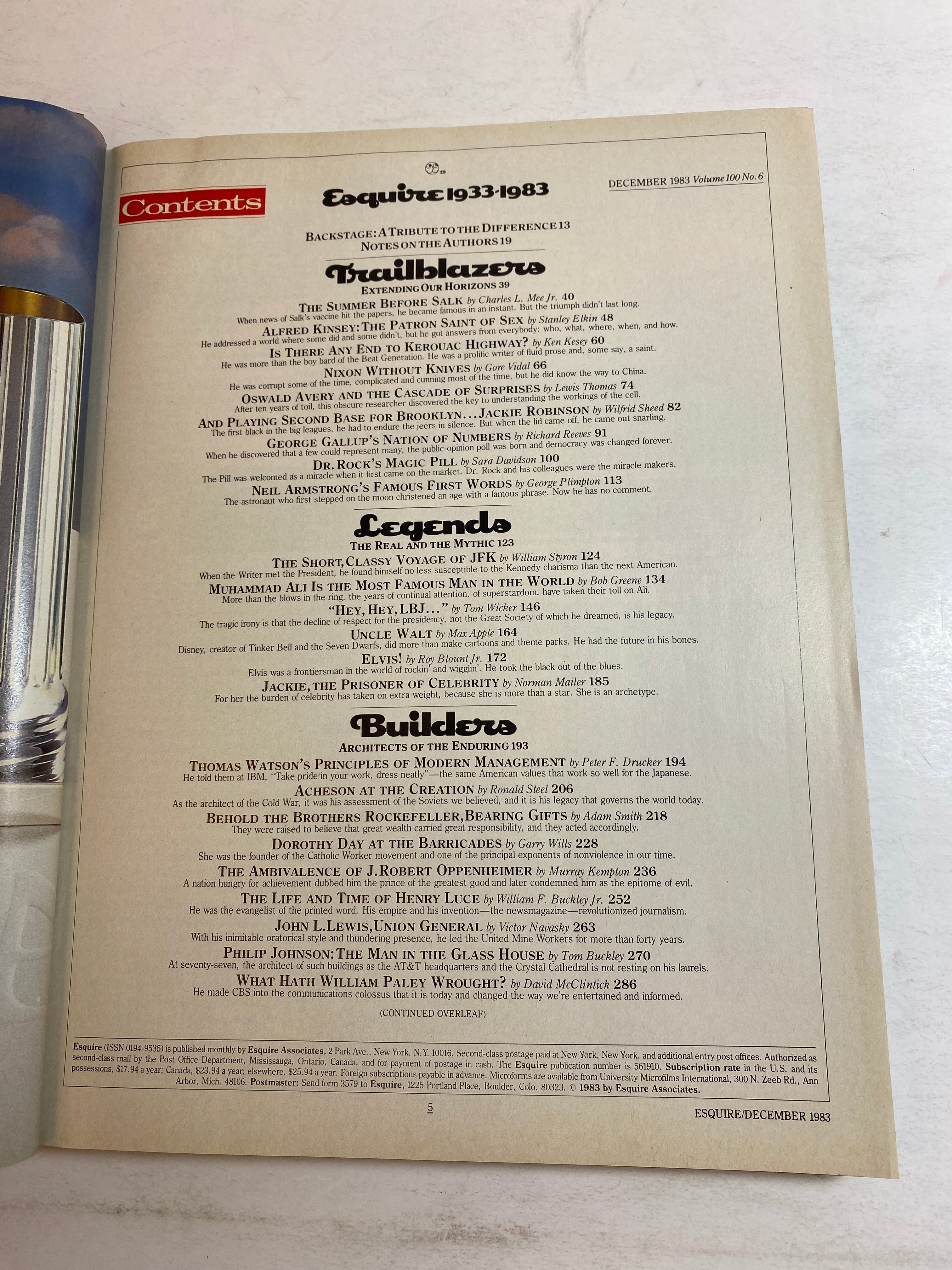 Esquire Magazine 50 Who Made the Difference 1983