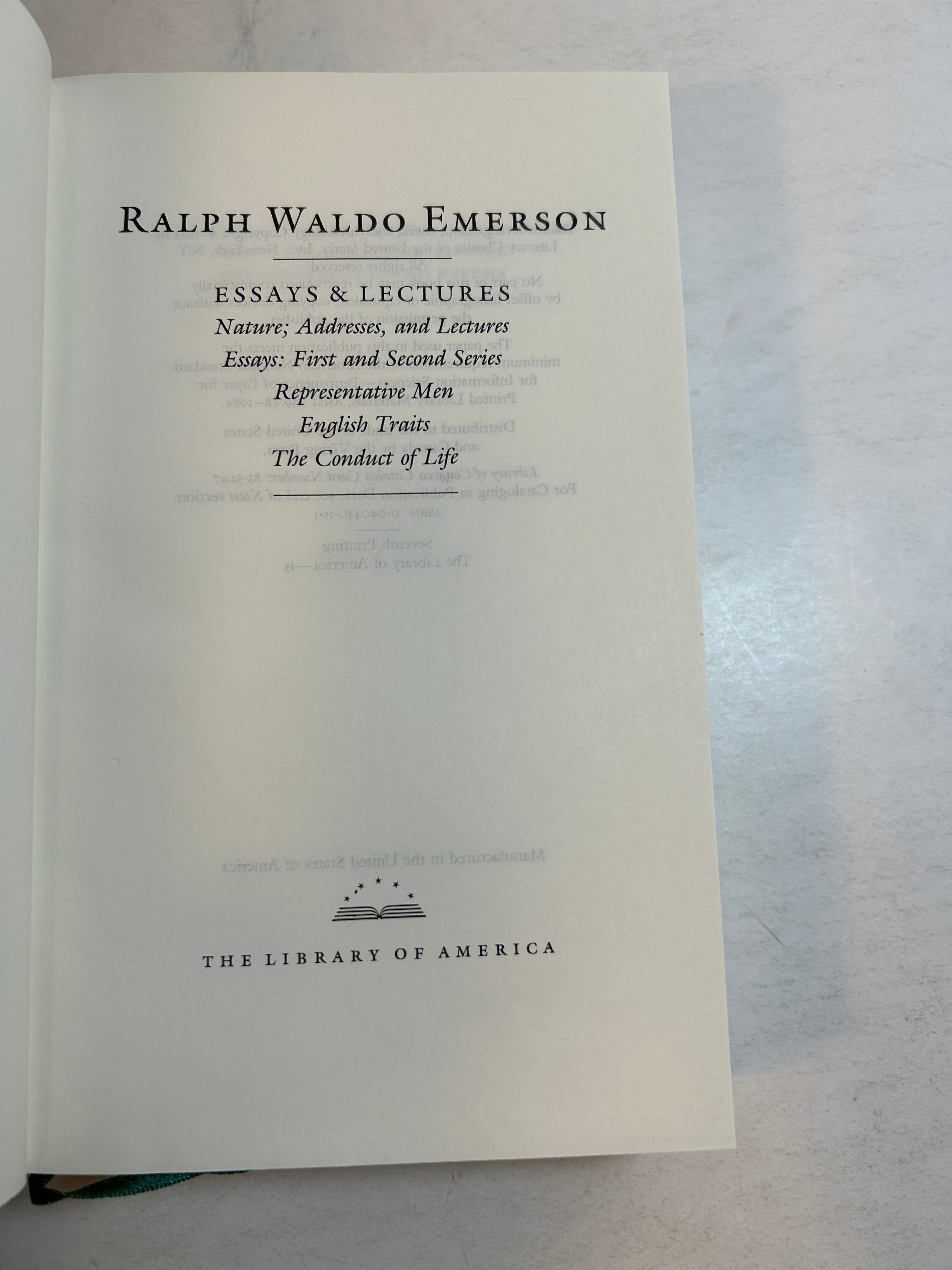 Essays and Lectures by Emerson Library of America w/slipcase 1983 HC