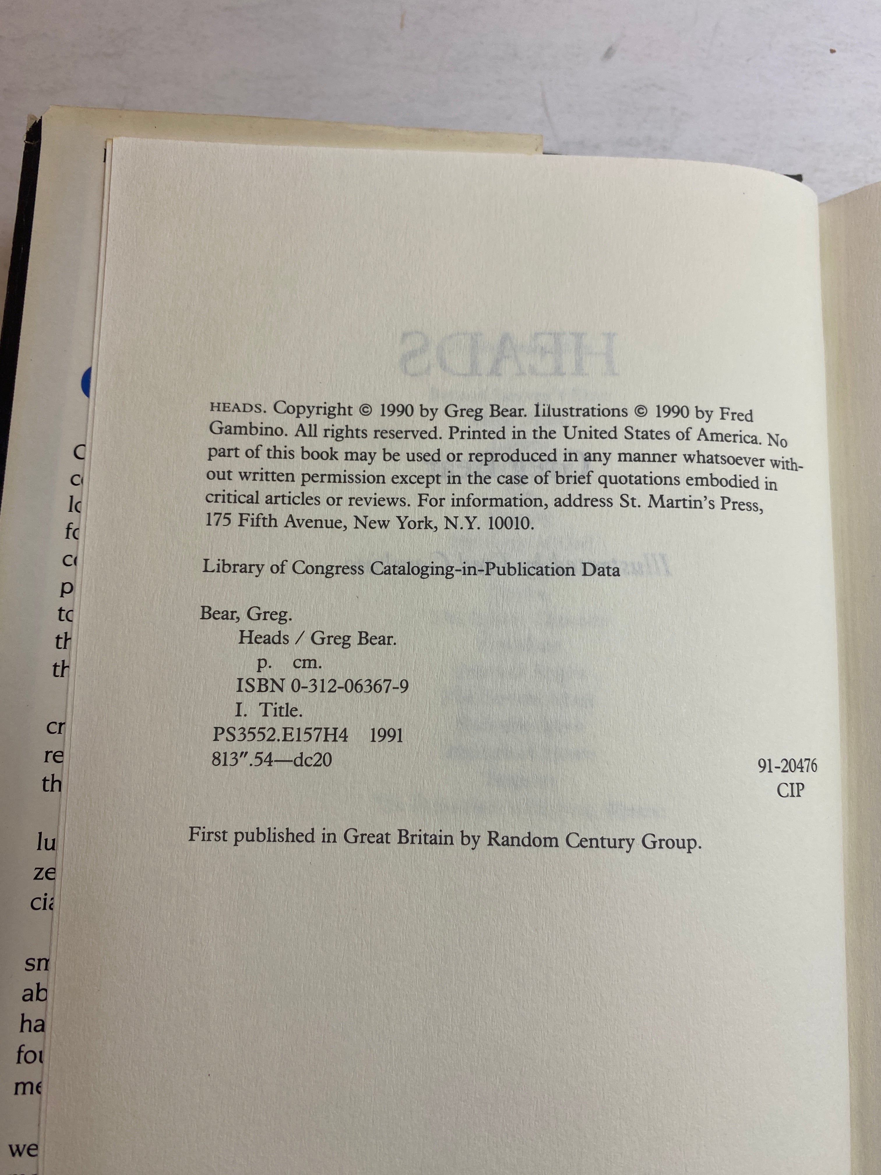 Heads Greg Bear Science Fiction HCDJ 1990