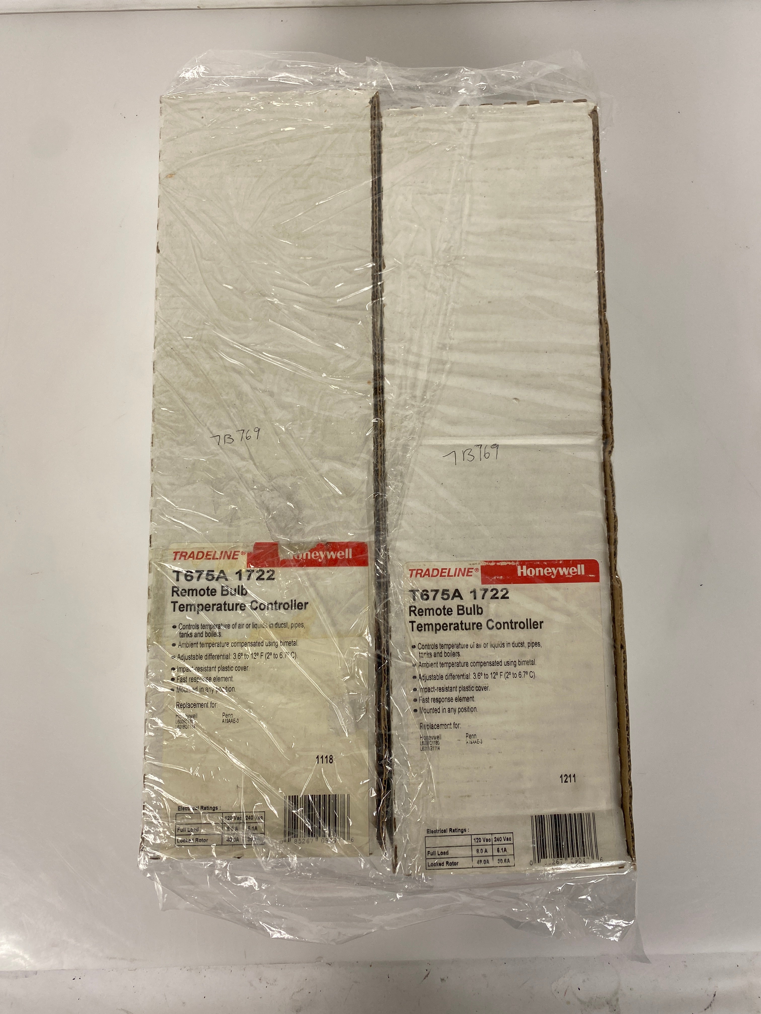 Honeywell Remote Temperature Bulb Controller T675A 1722 Pack of 2