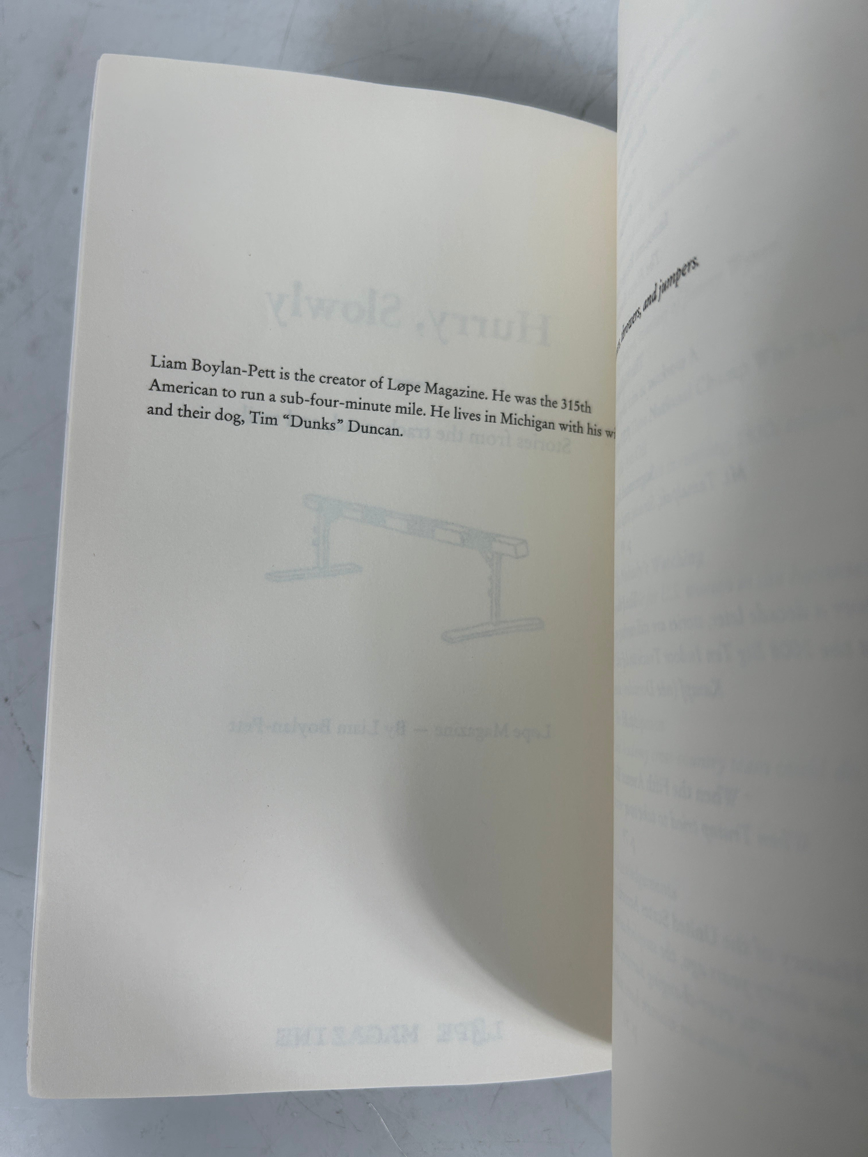 Hurry Slowly Stories from the track, road, and trail  Liam Boylan-Pett  *signed* SC