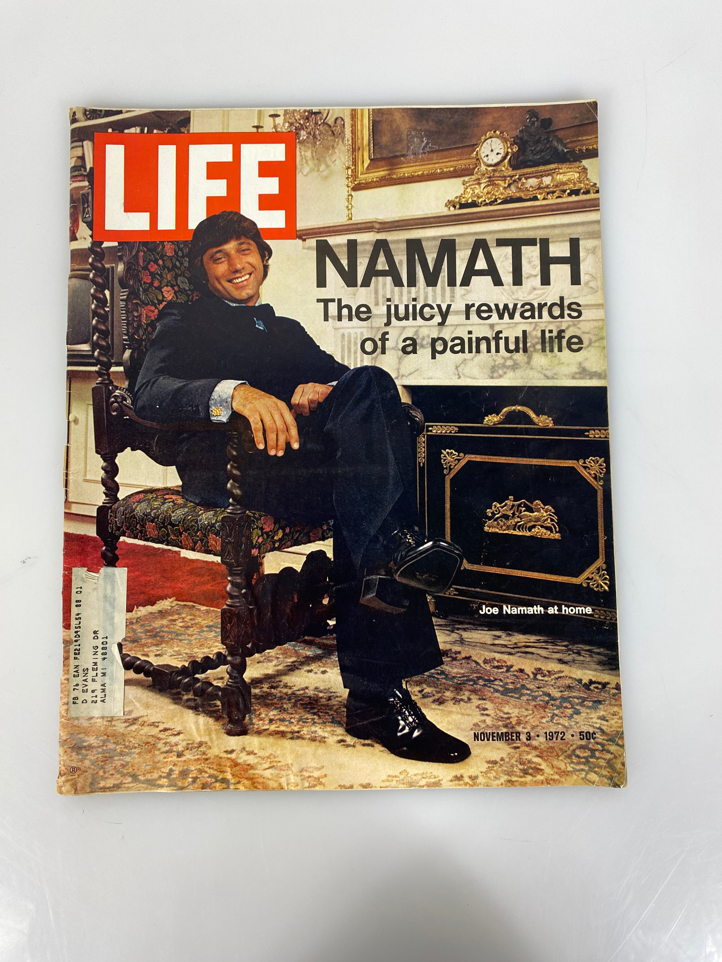 Life Magazine November 3, 1972 "Broadway" Joe Namath