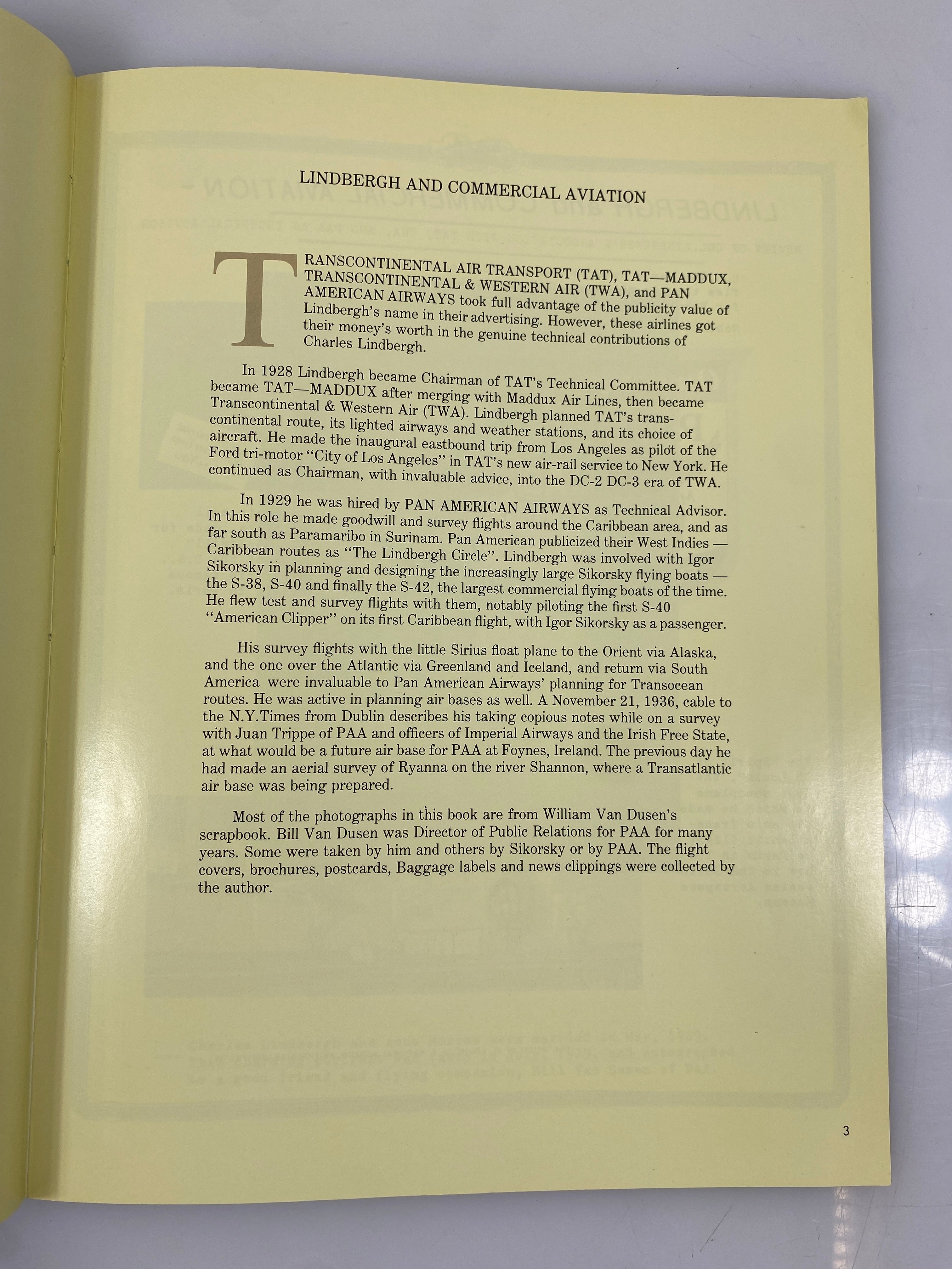 Lindbergh and Commercial Aviation by Don Thomas 1988 Signed SC