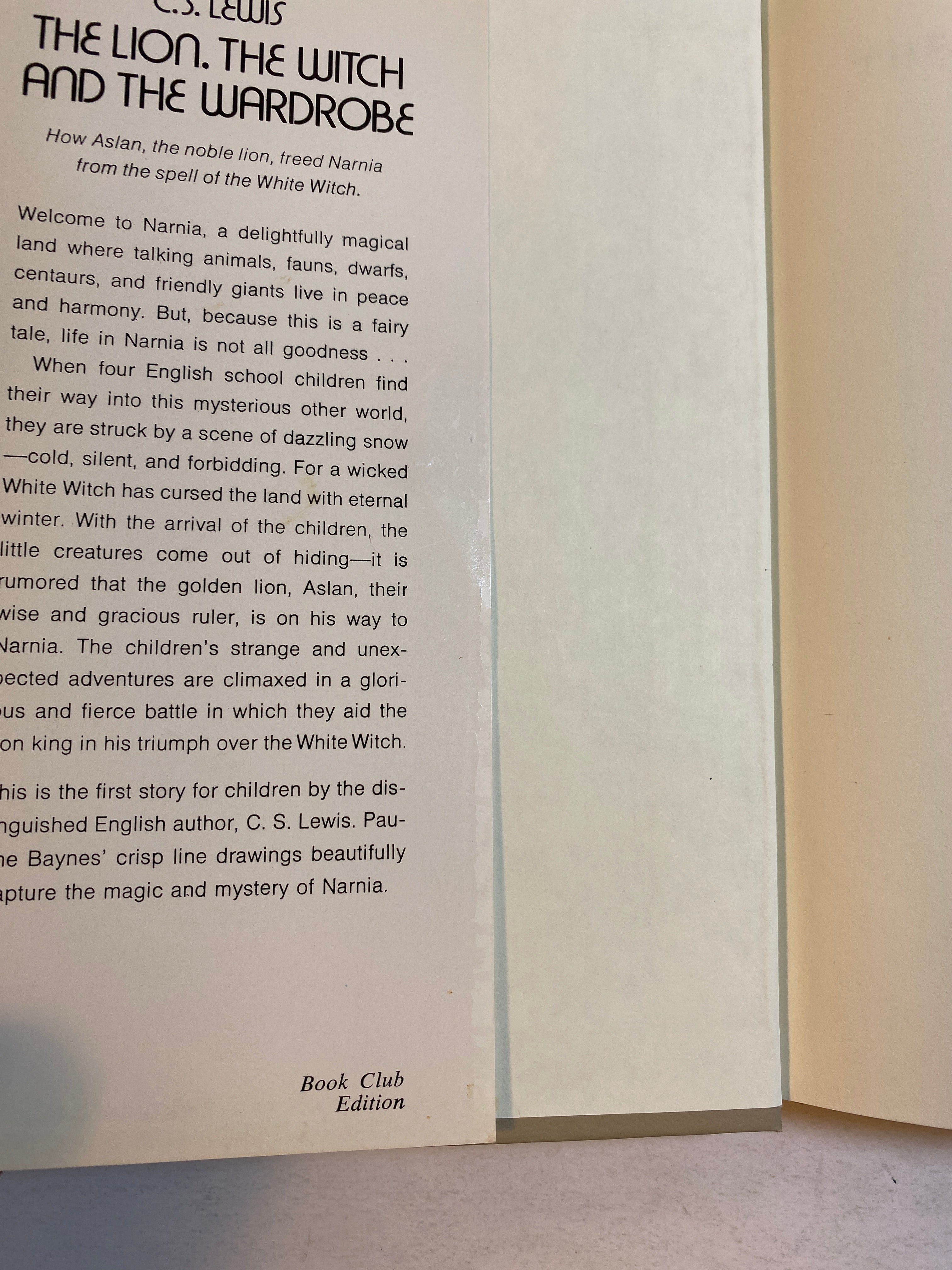 Lion, the Witch, and the Wardrobe CS Lewis HCDJ Book Club 1950
