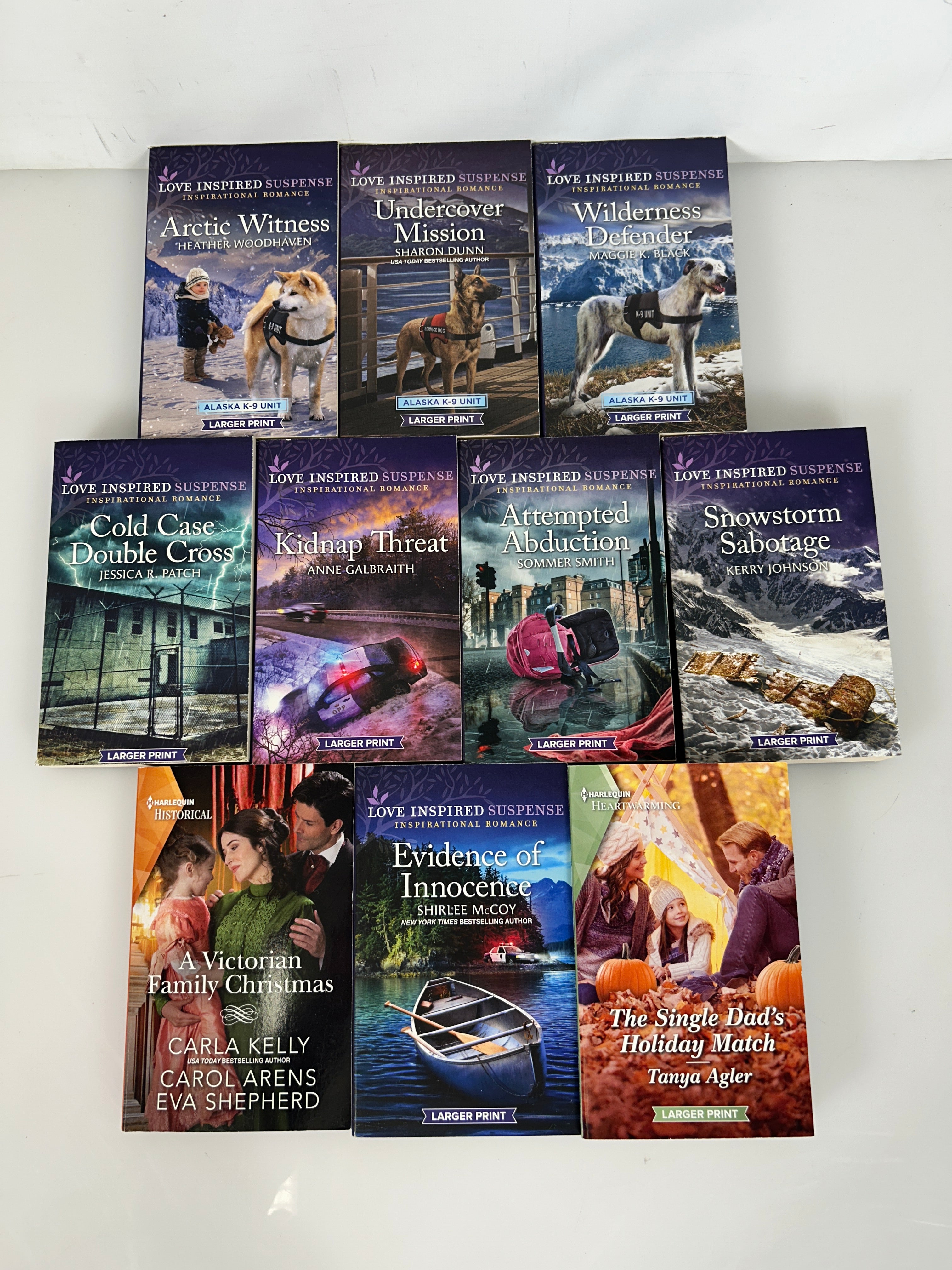 Lot of 10 Harlequin 1-Heartwarming,  8-Inspirational Suspense, 1-Historical SC