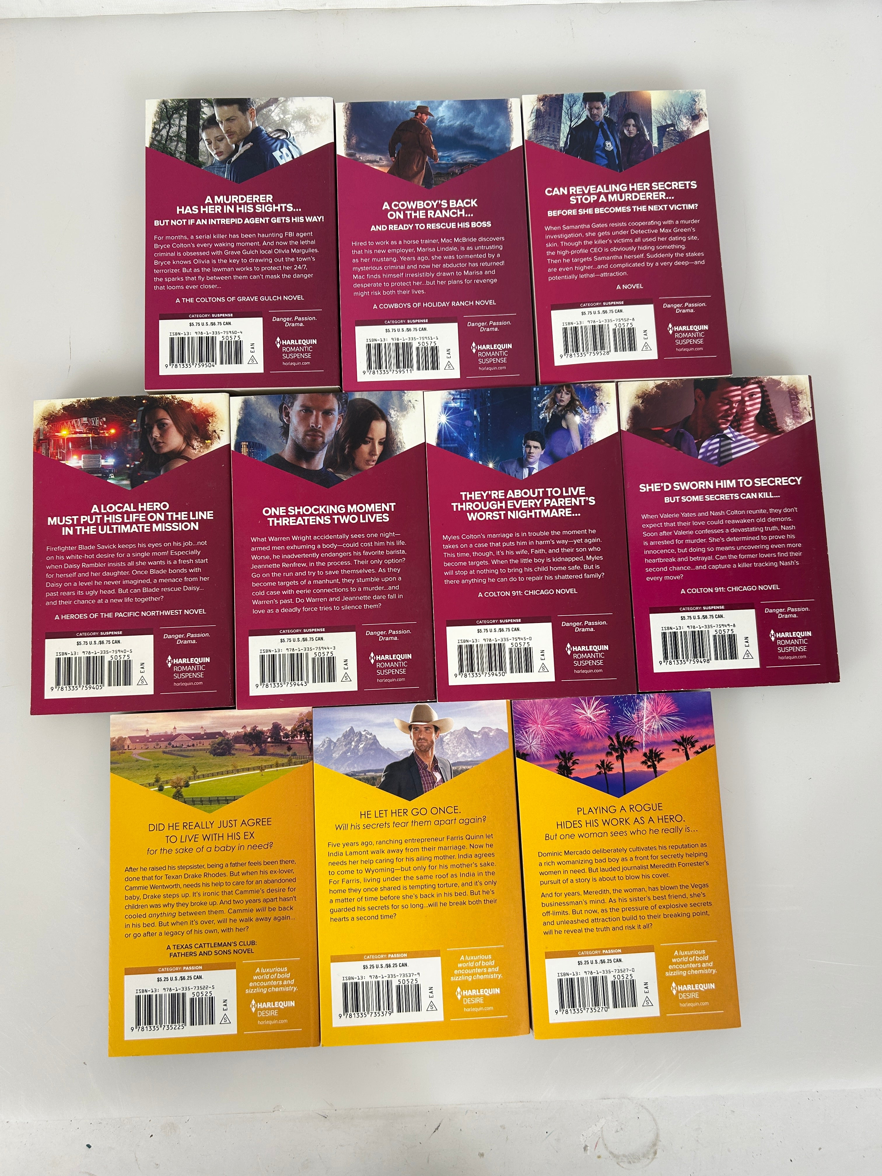 Lot of 10 Harlequin3-Desire & 7 Romantic Suspense SC