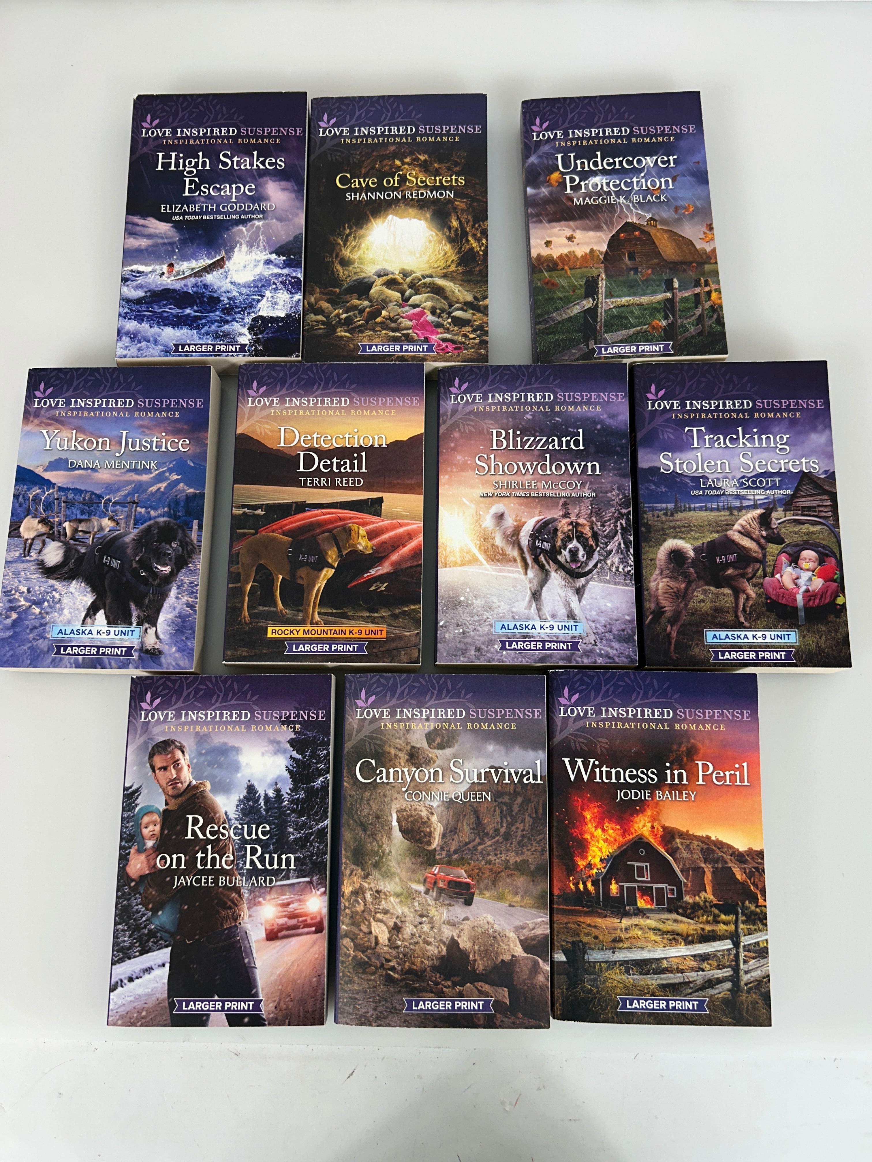 Lot of 10 Love Inspired LARGER PRINT Christian Romance Popular PB SUSPENSE