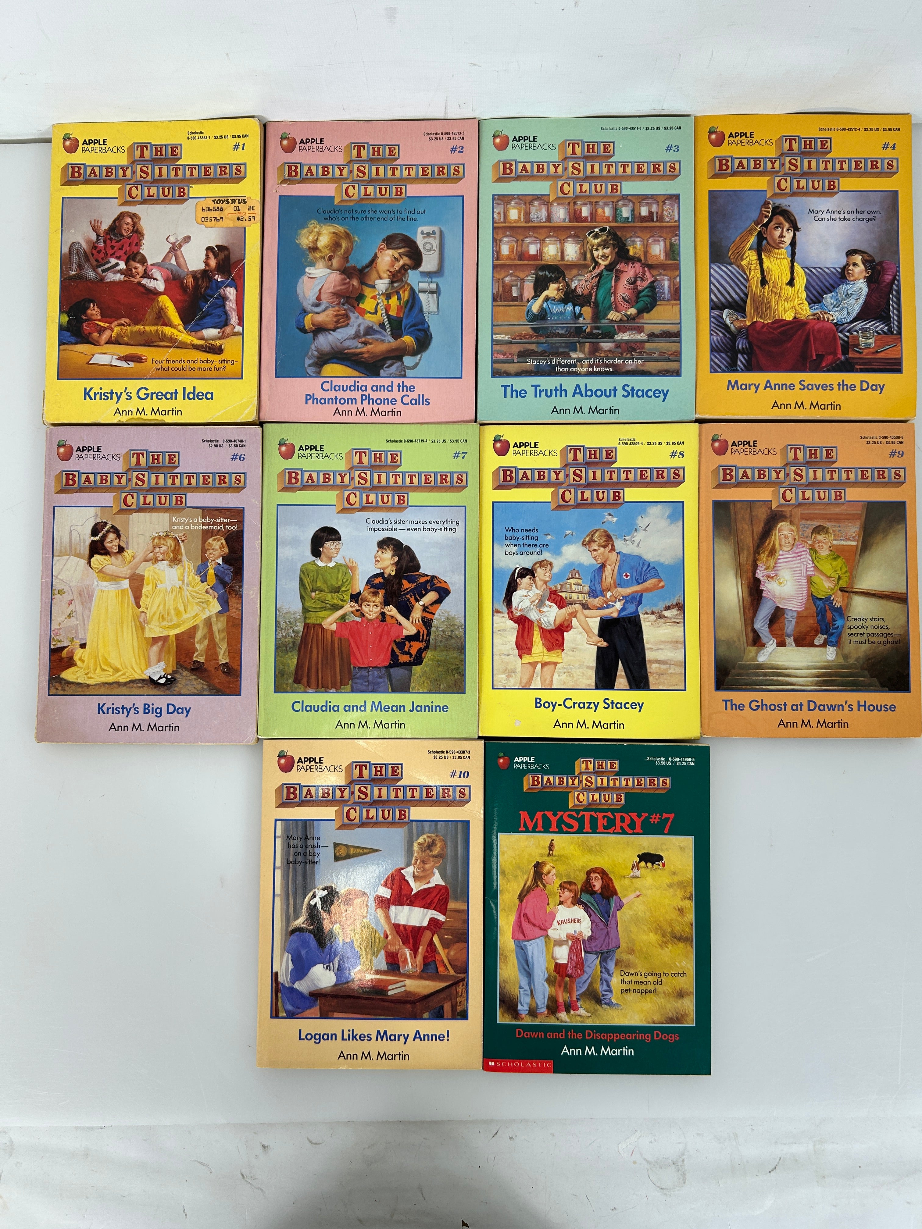 Lot of 10 The Babysitters Club #1-#9/Missing #5/Mystery #7 Vintage 1986-88 SC