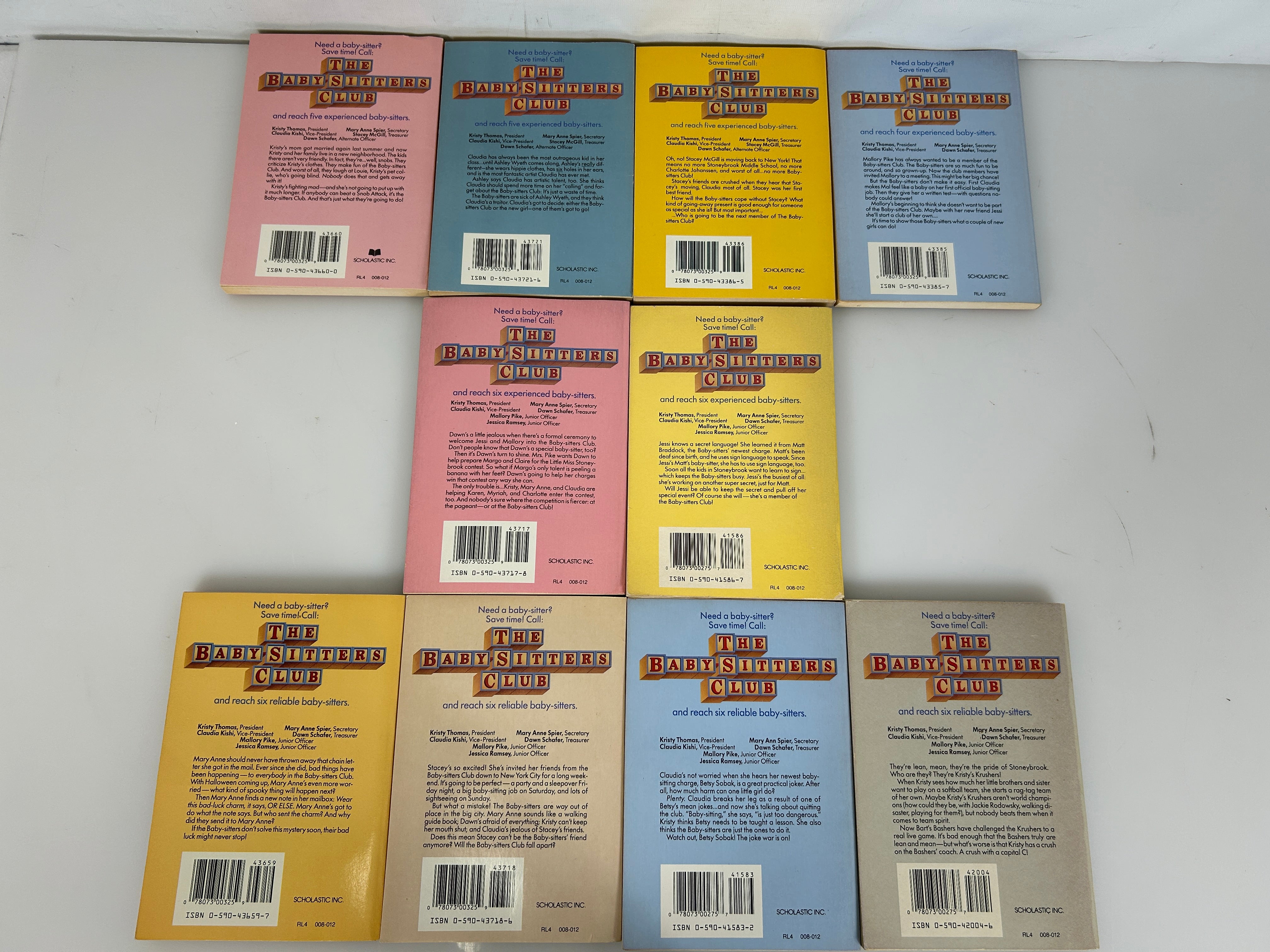 Lot of 10 The Babysitters Club Books #11-#20 Vintage 1988-89 SC