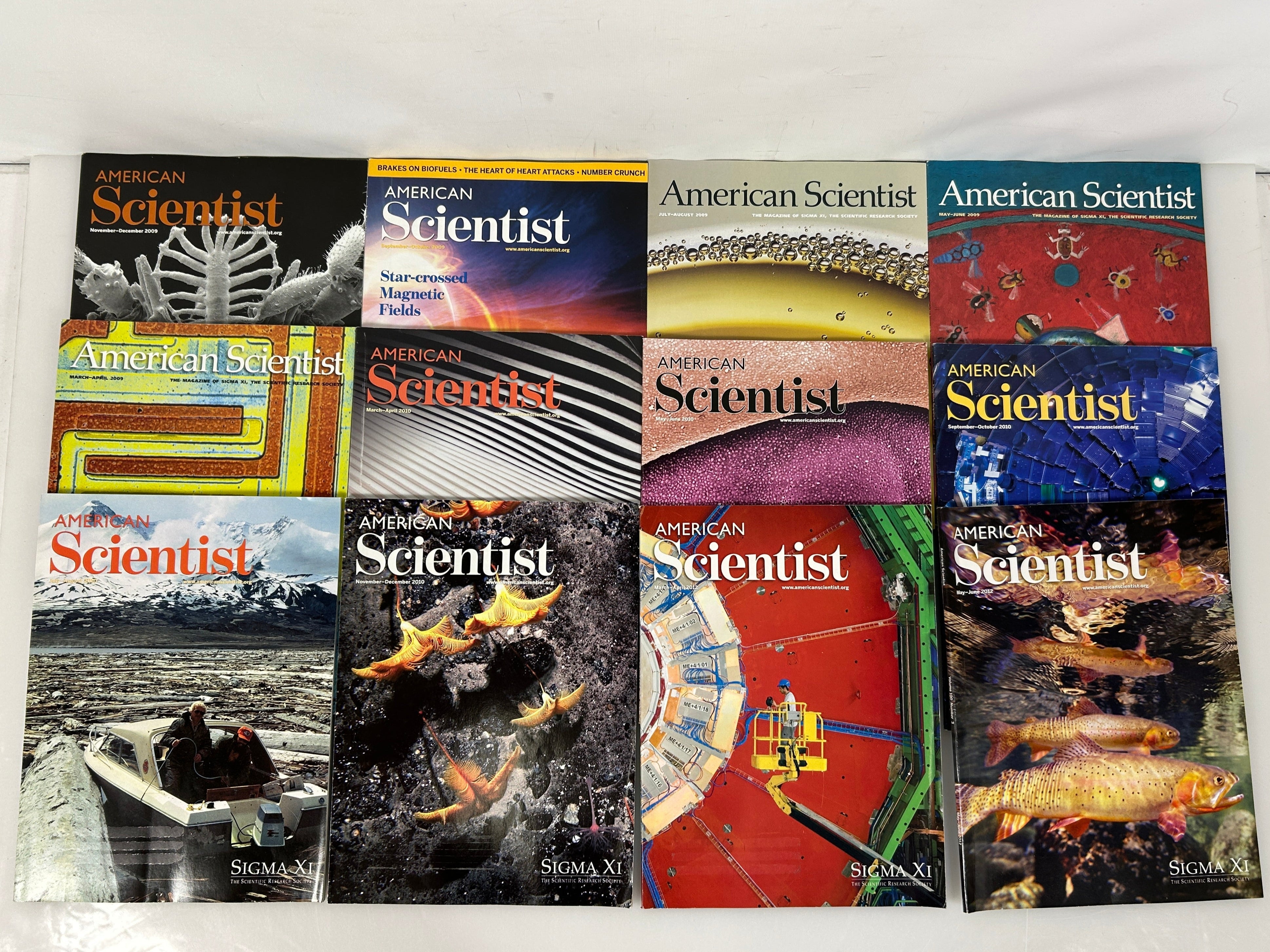 Lot of 12 American Scientist Magazine 5 Vol 2009; 5 Vol 2010, 2 Vol 2012