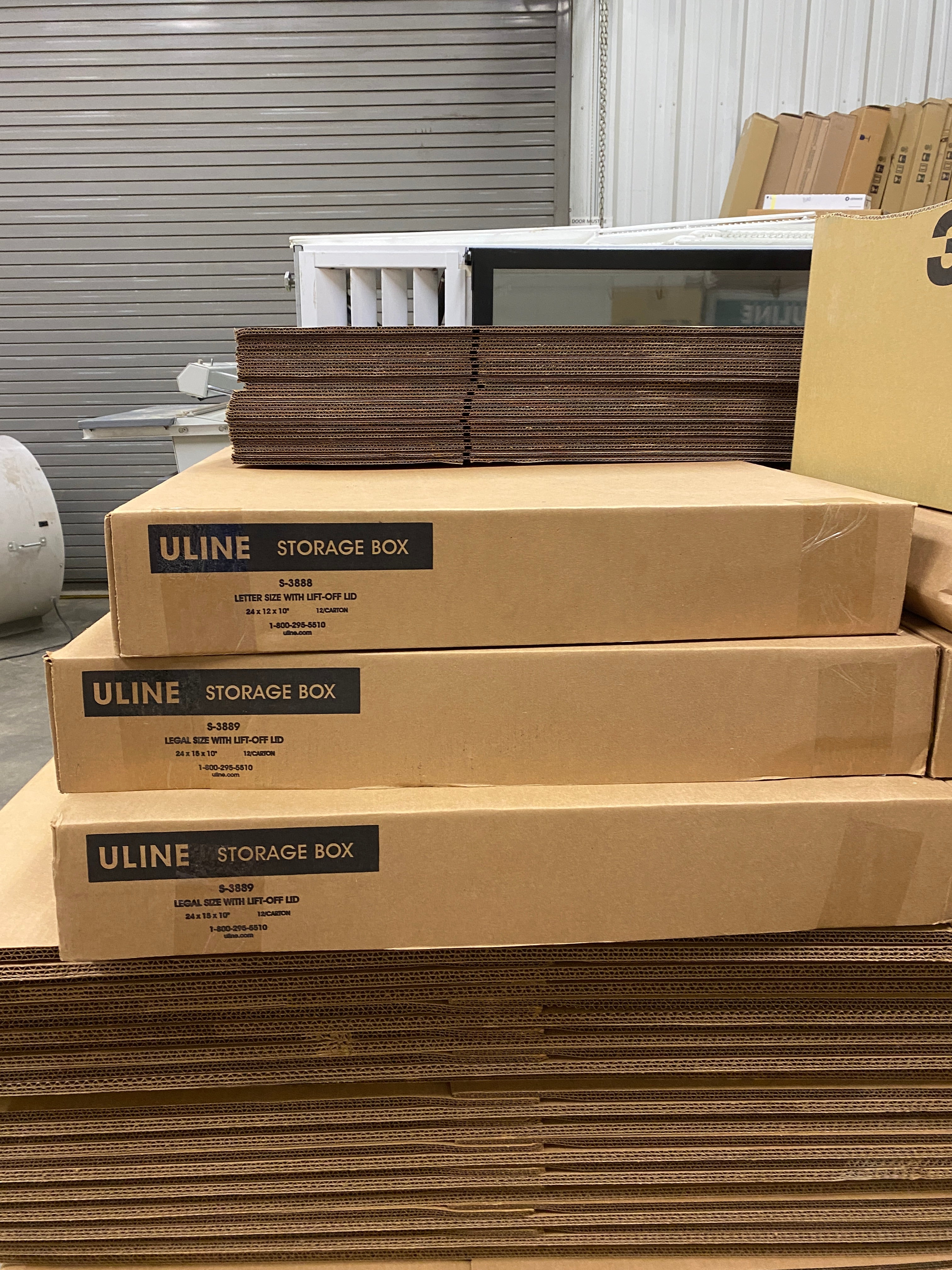 Lot of 12 ULINE Storage Box Legal Size with Lids 24"x15"x10"