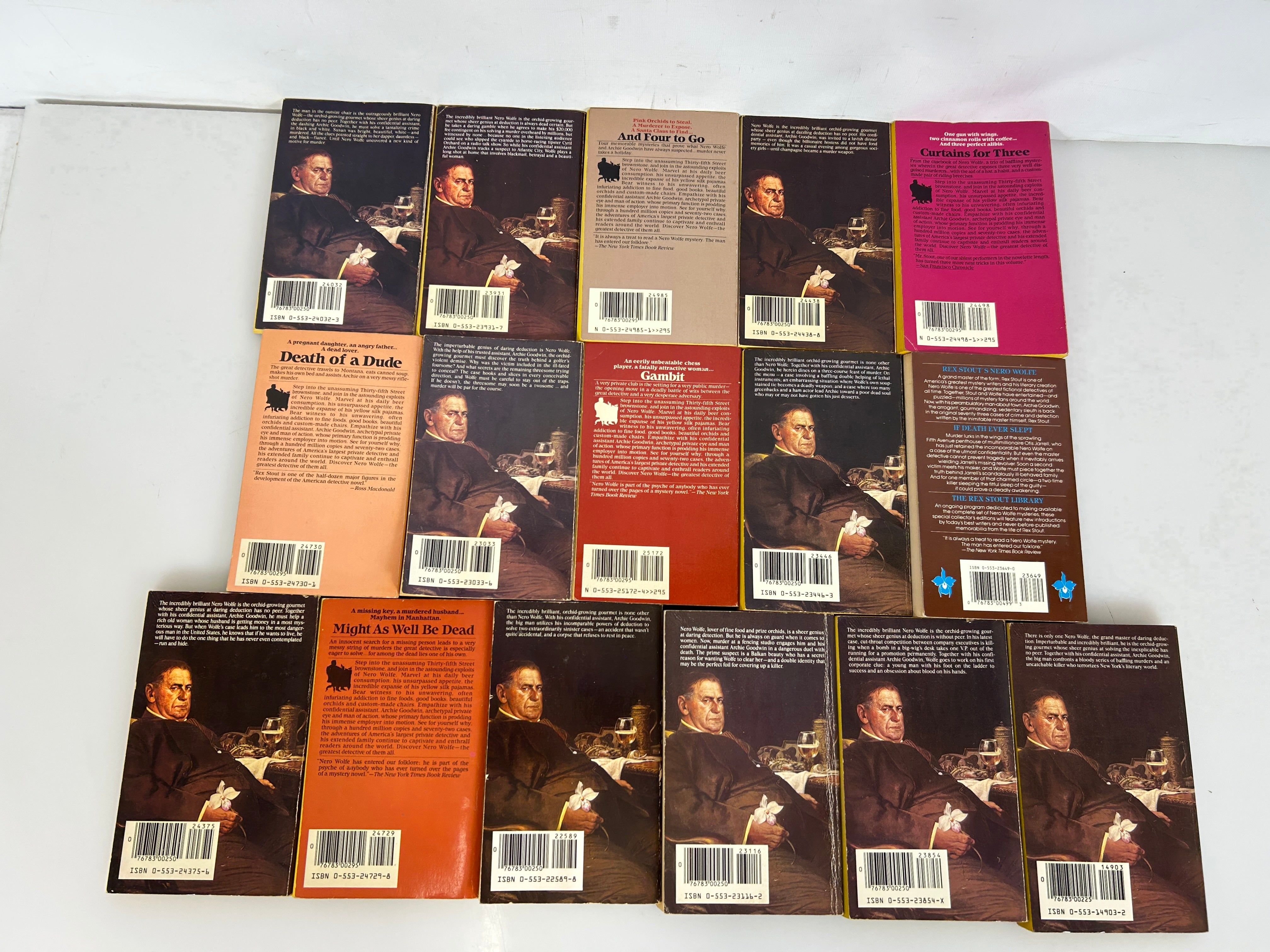 Lot of 15 " Nero Wolfe" Series by Rex Stout Mystery Bantam PB