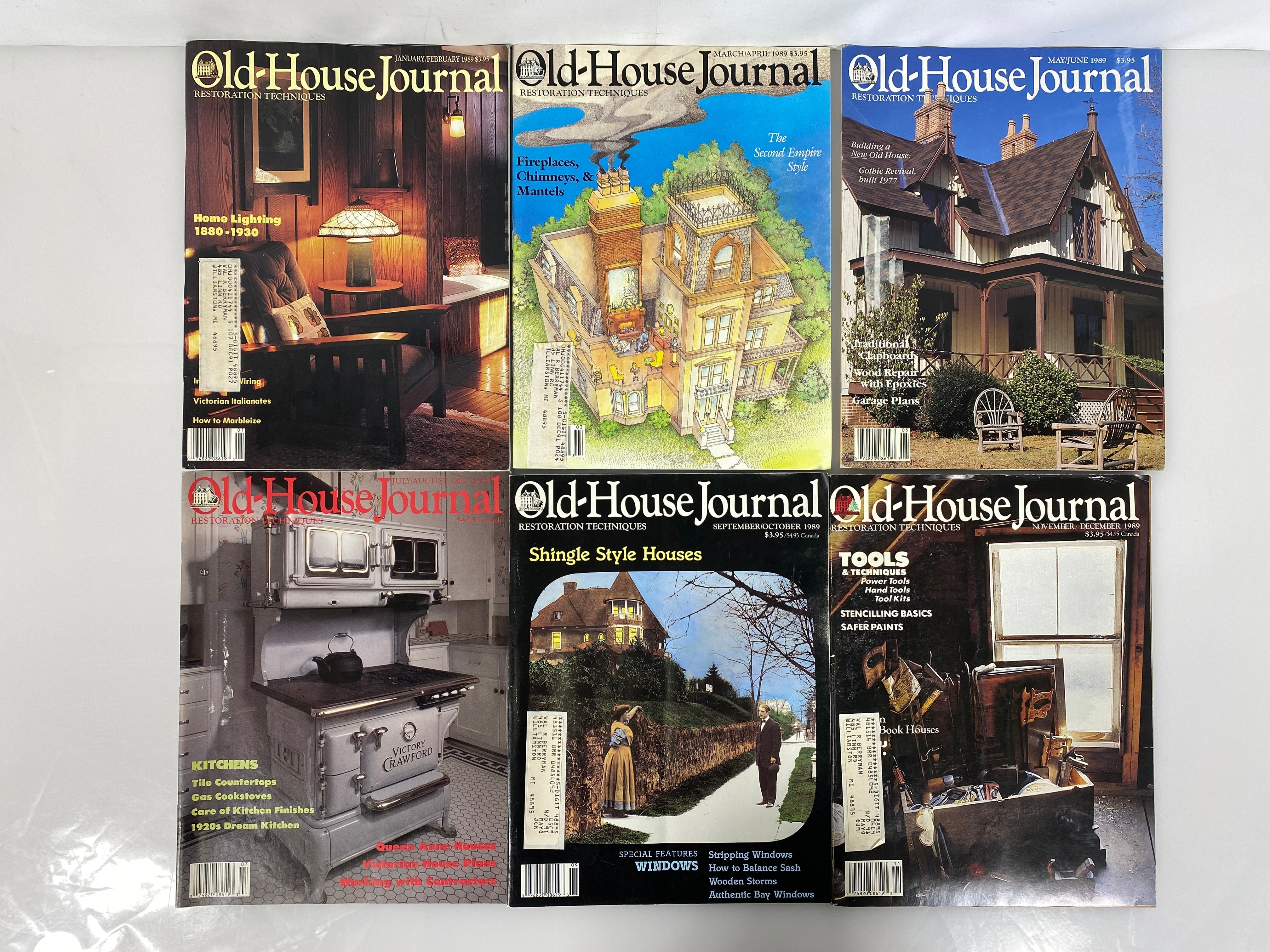 Lot of 18 The Old-House Journal magazine run 1987-1989