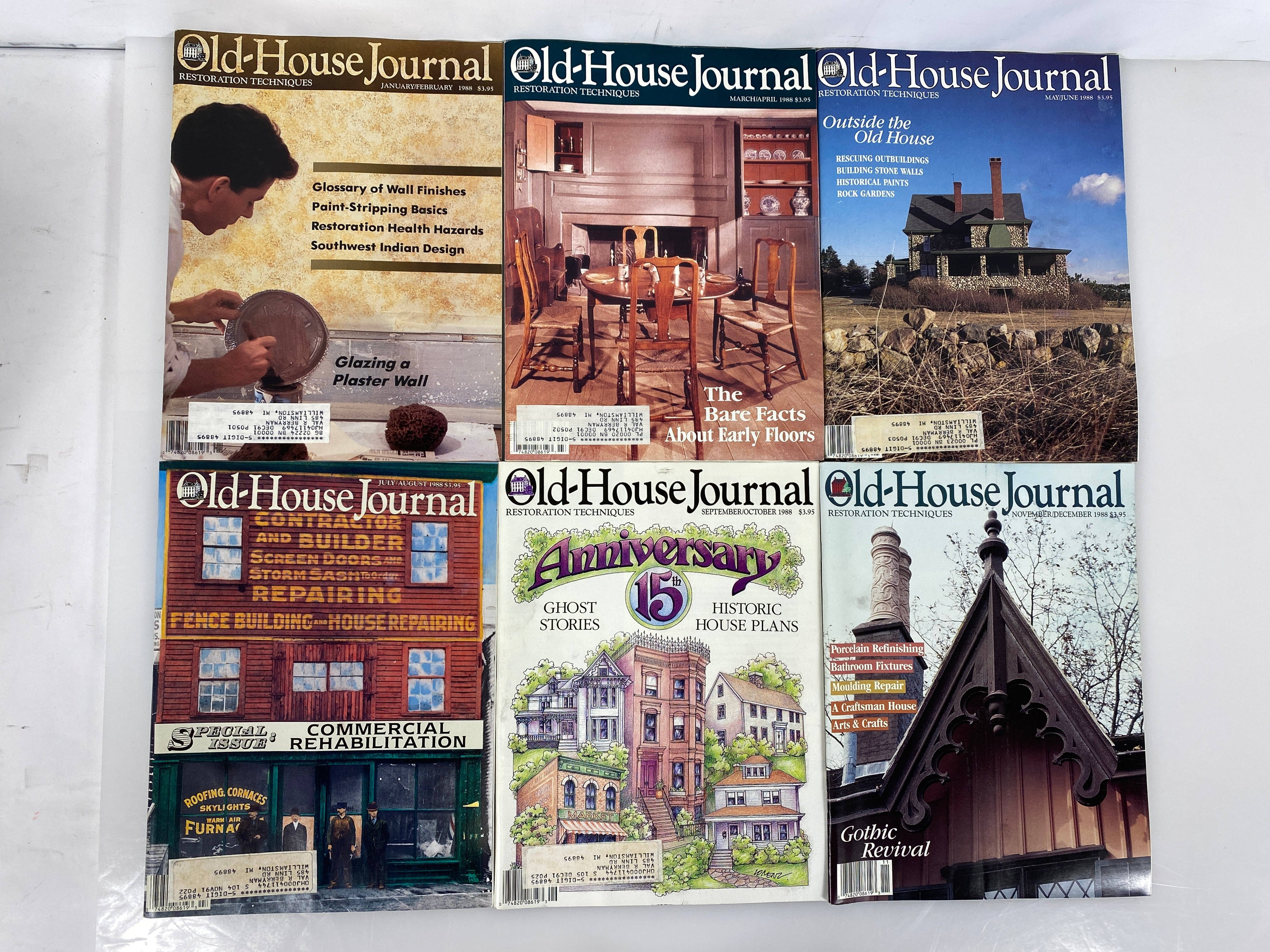 Lot of 18 The Old-House Journal magazine run 1987-1989