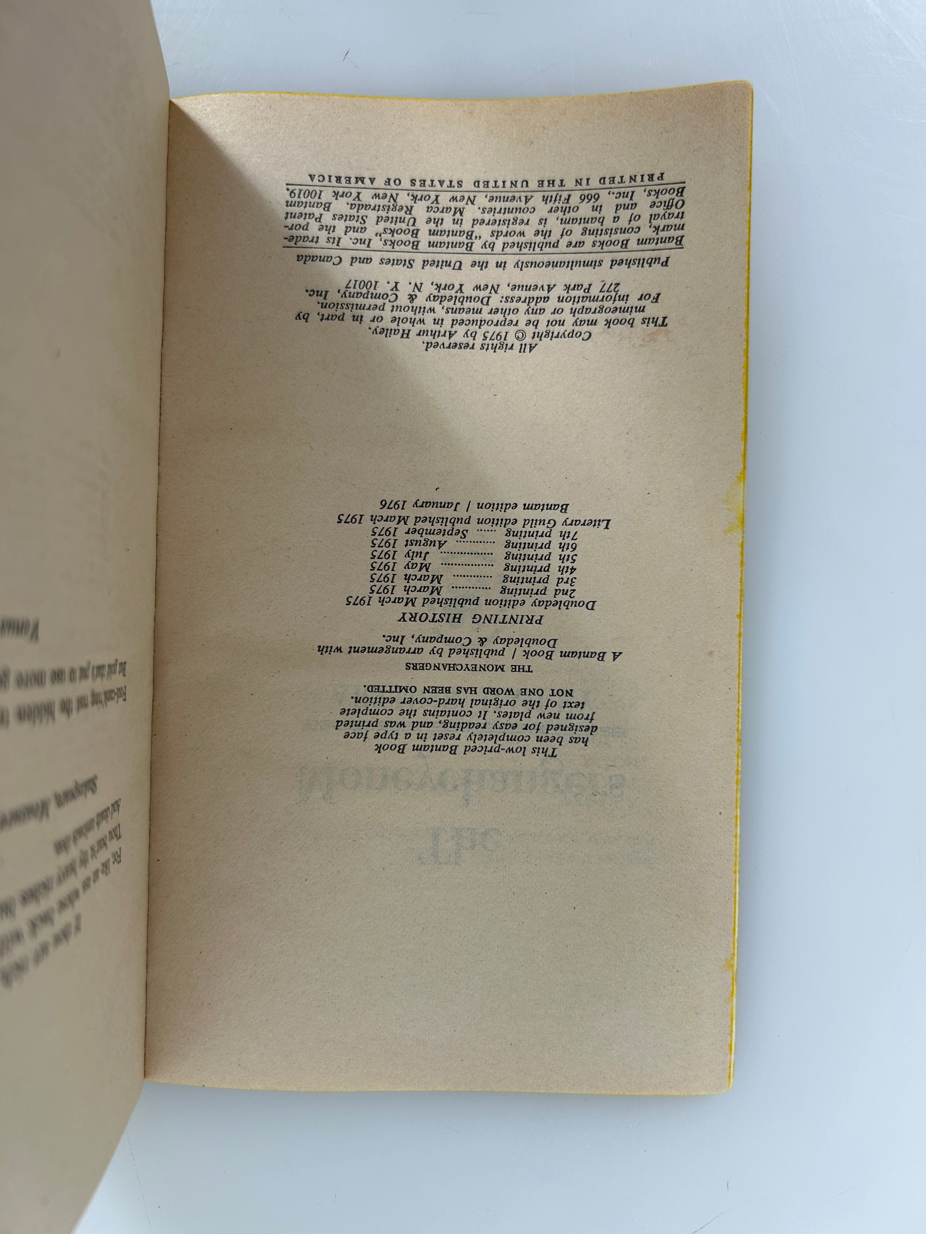 Lot of 2 Arthur Hailey Novels: In High Places/The Moneychangers 1970s PB