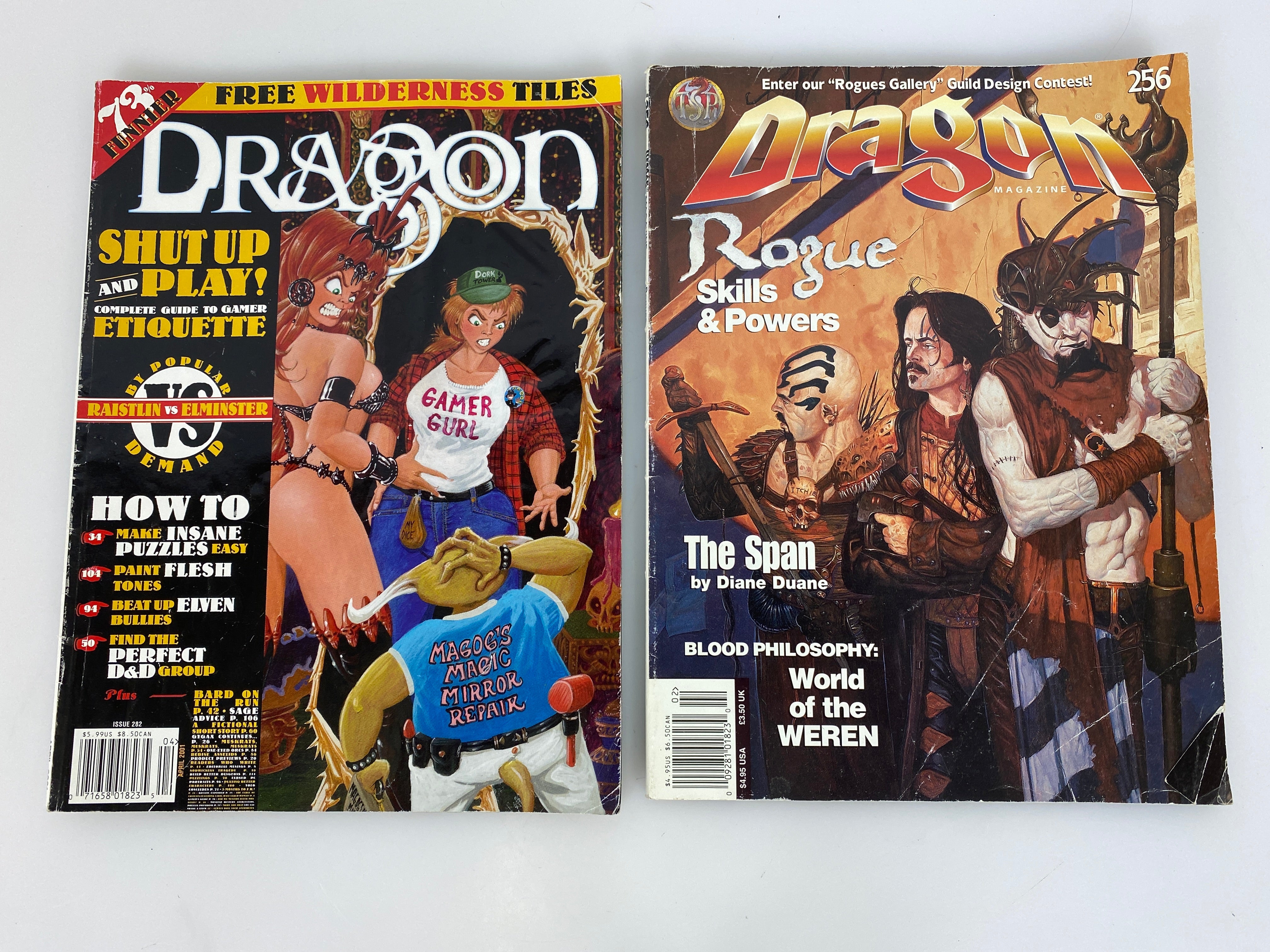 Lot of 2 Dragon Magazines 1999-2001 Dungeons and Dragons