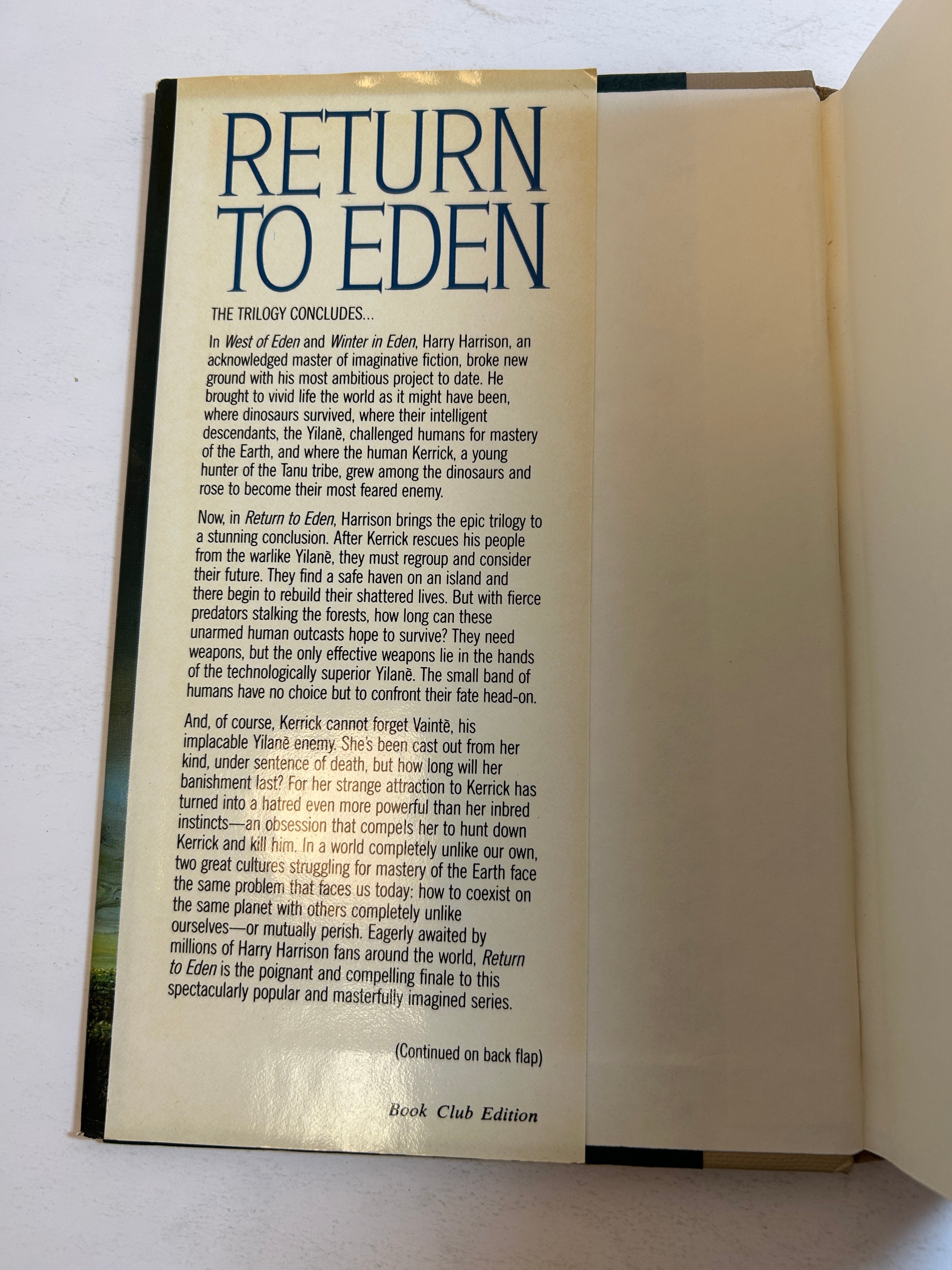 Lot of 2 Harry Harrison books Return to Eden/Winter in Eden BCE 1st Ed HCDJ