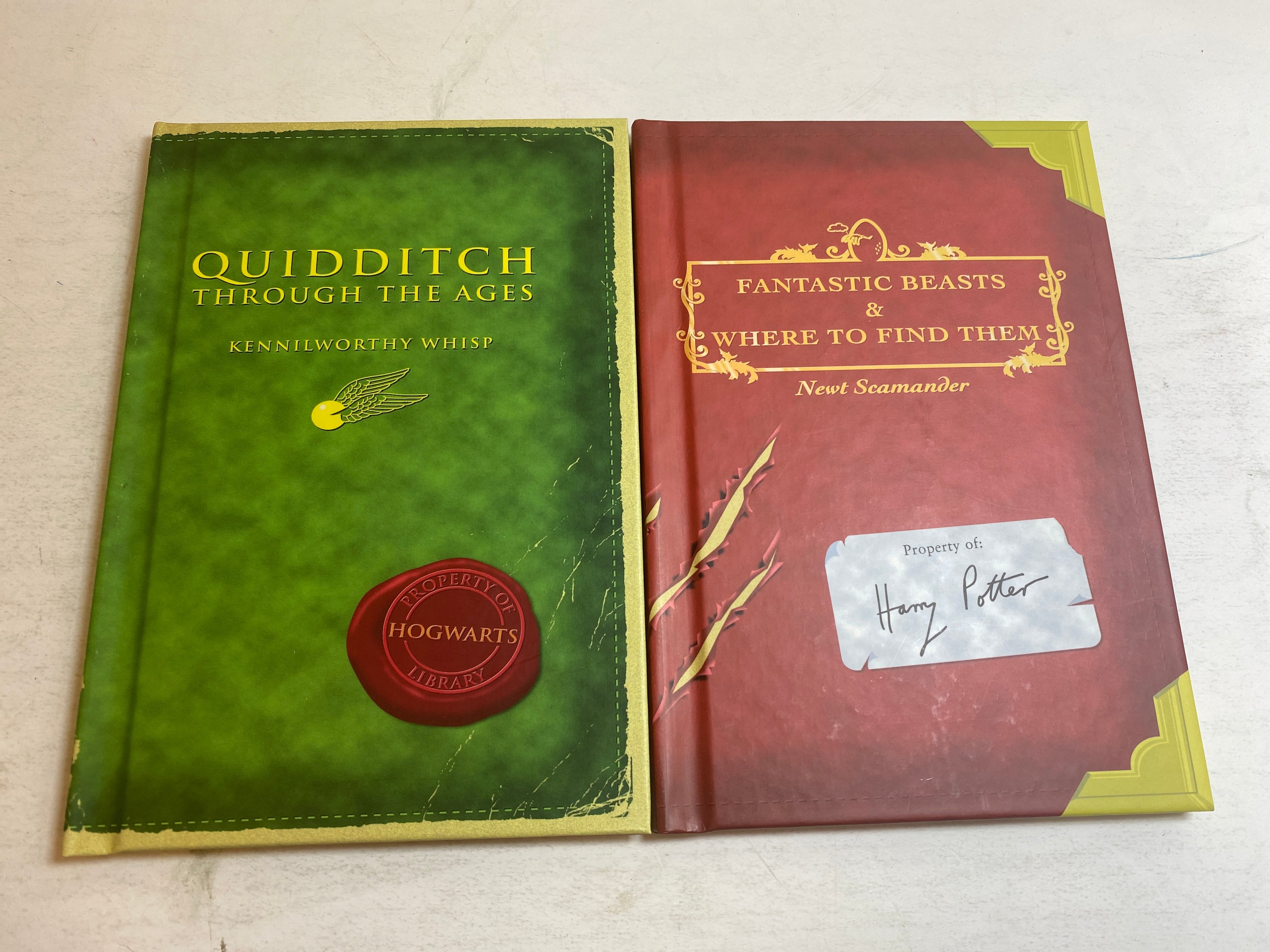Lot of 2 Hogwarts Harry Potter Books Fantastic Beasts, Quidditch 2001