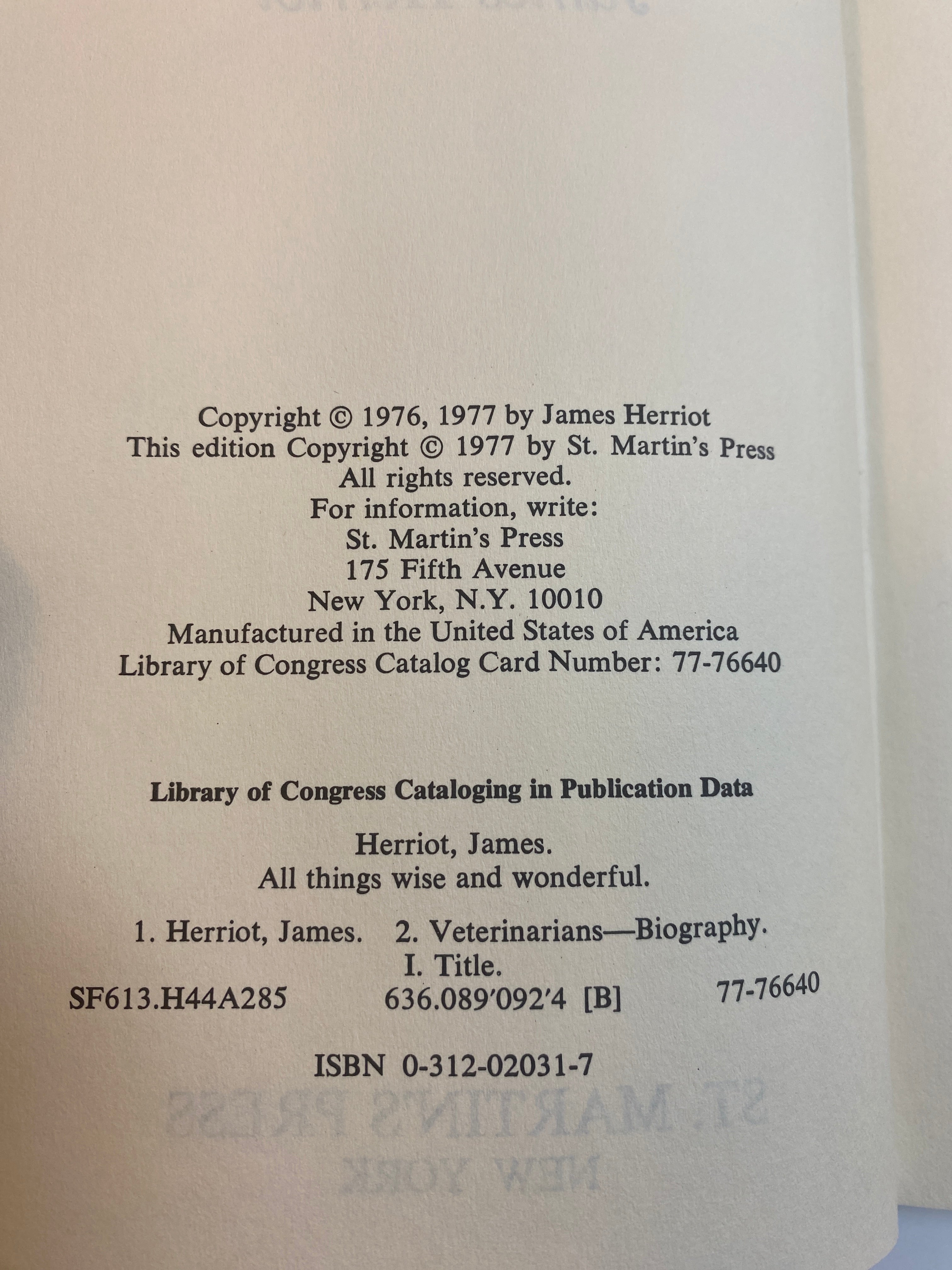 Lot of 2 James Herriot HCDJ Wise and Wonderful Lord God Made Them