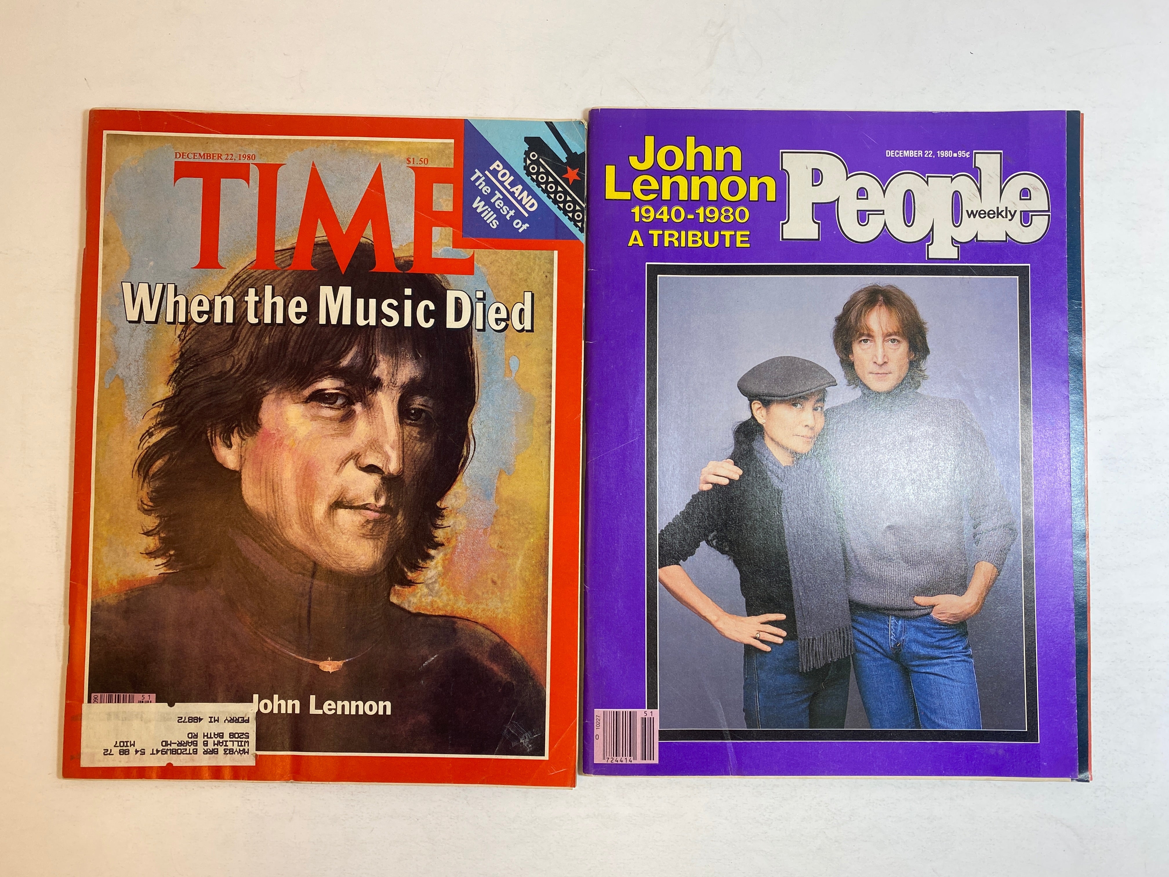 Lot of 2 John Lennon Time and People Magazines 1980