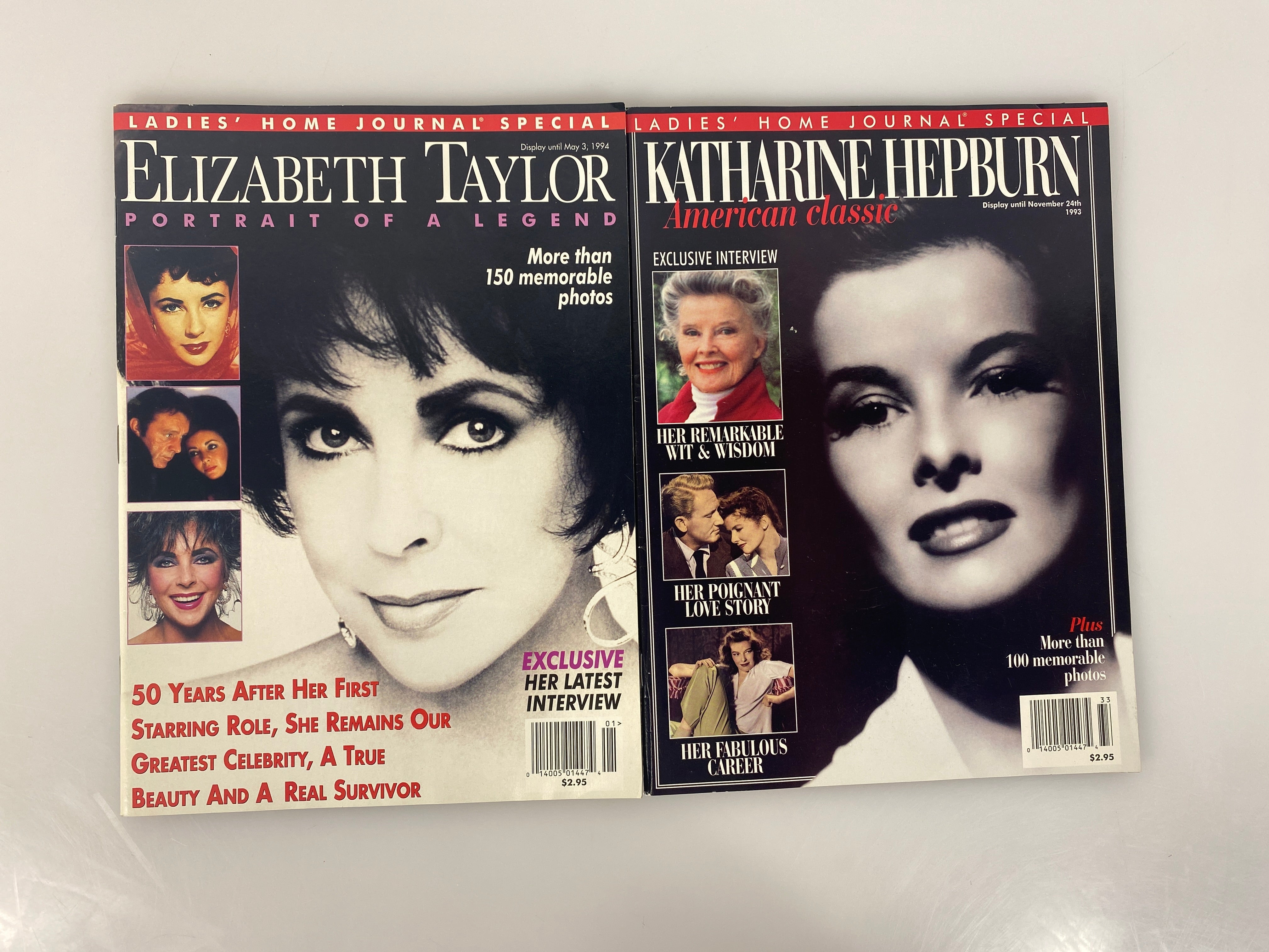 Lot of 2 Ladies Home Journal Special Elizabeth Taylor Katharine Hepburn 1993-1994