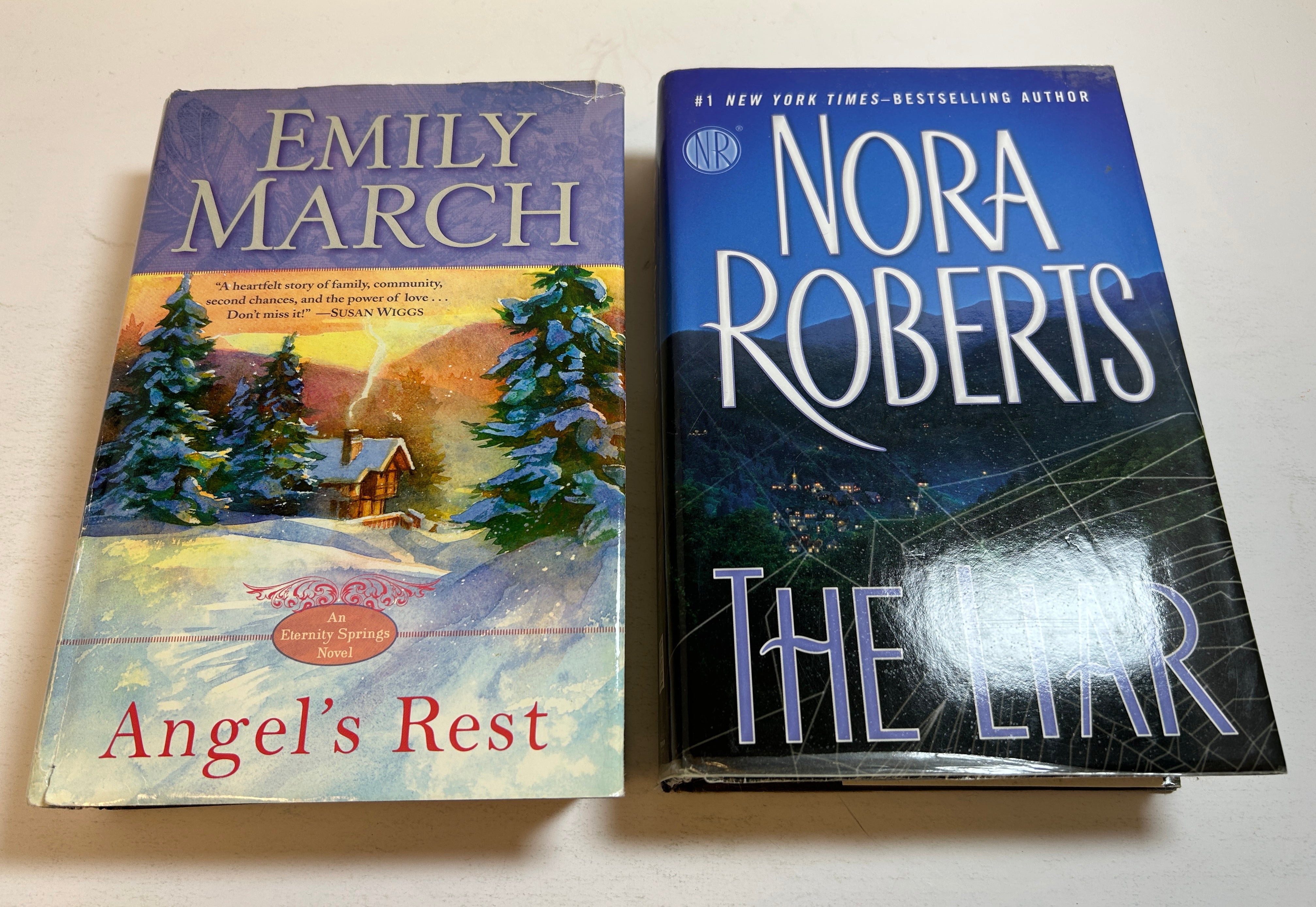 Lot of 2 LARGE PRINT Hardcover Romances Nora Roberts/Emily March HCDJ