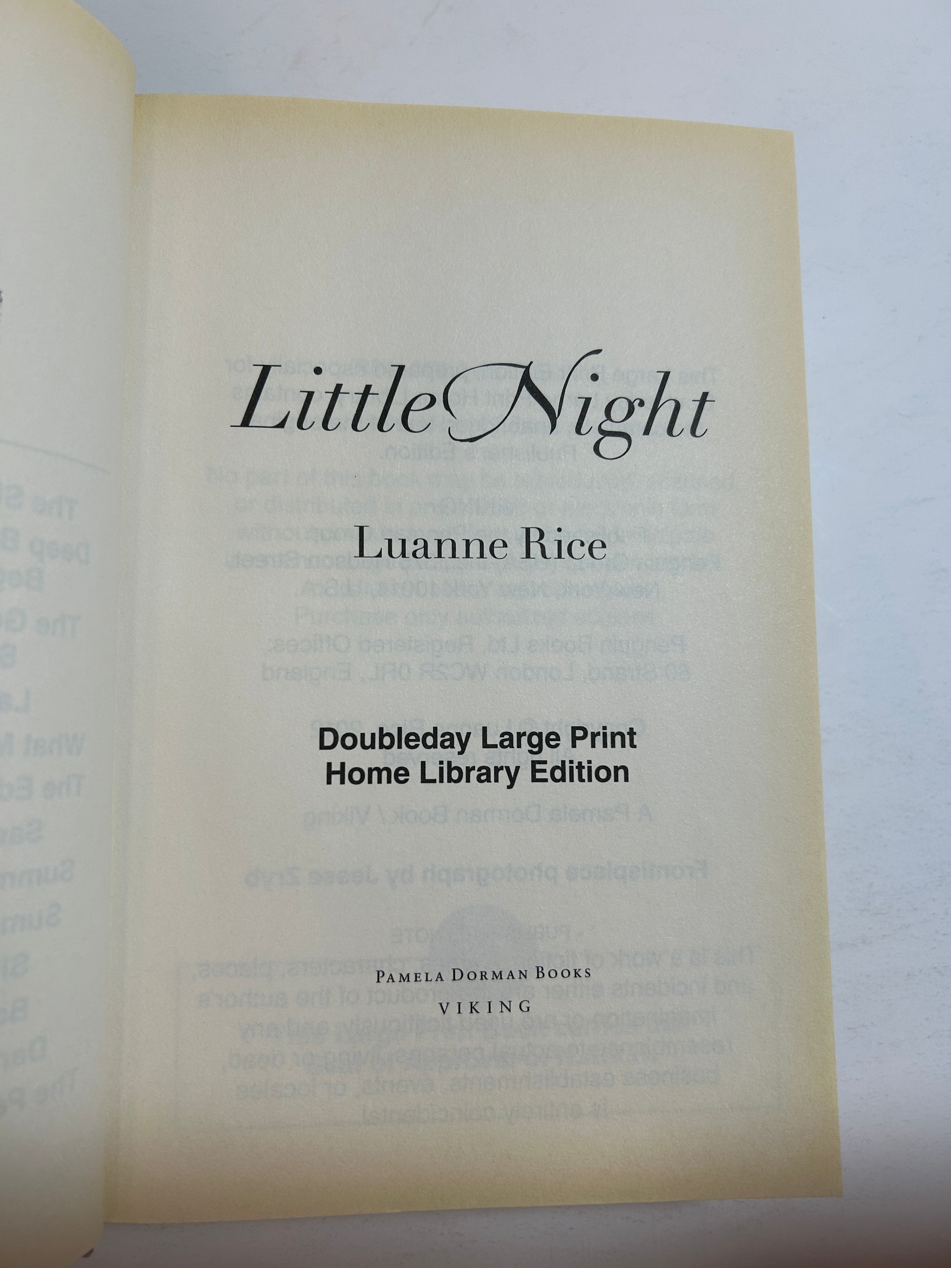 Lot of 2 LARGE PRINT Luanne Rice Hardcover Romance HCDJ