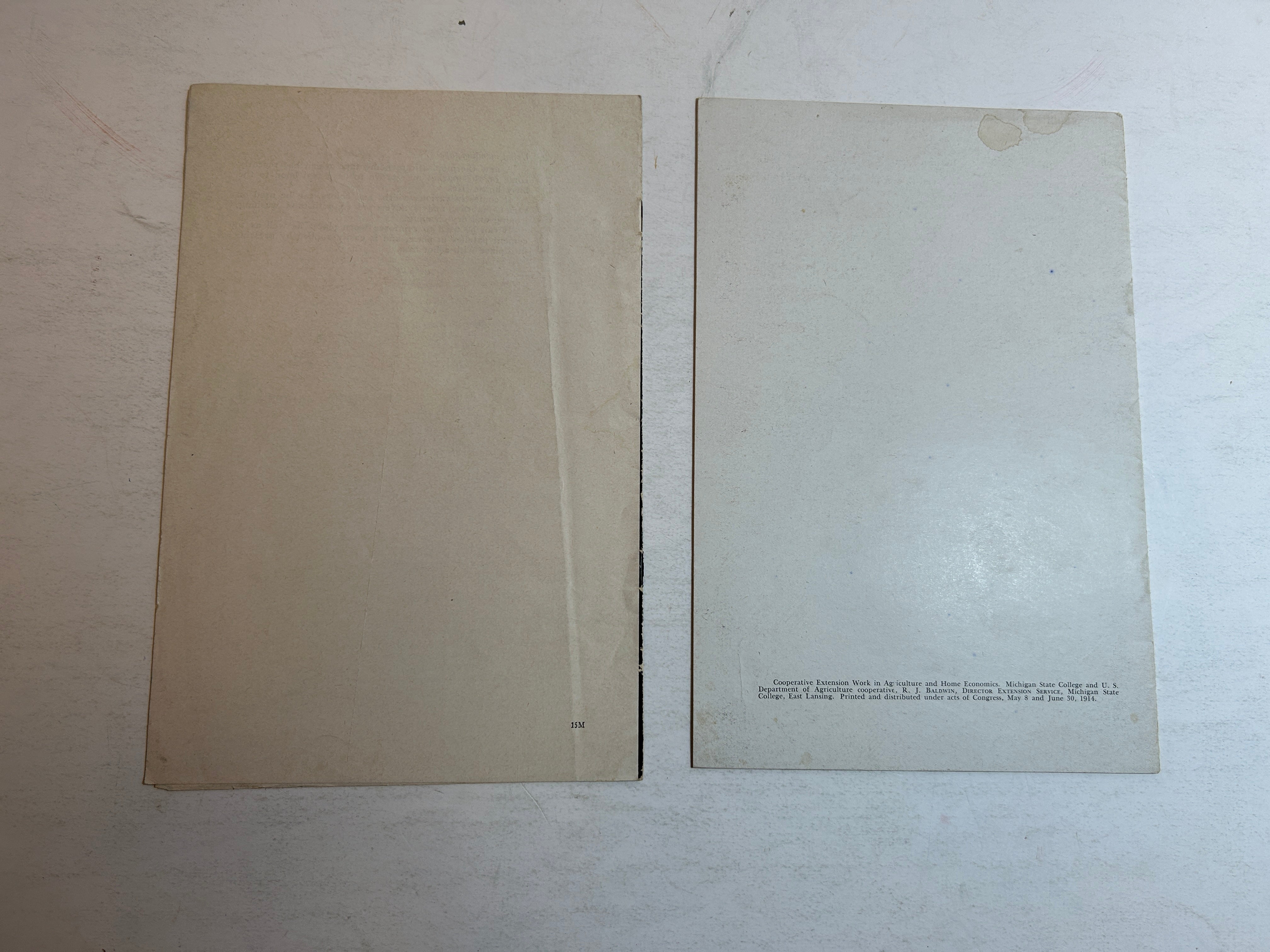 Lot of 2 Michigan State College (MSU) Extension Bulletins 1942/1947