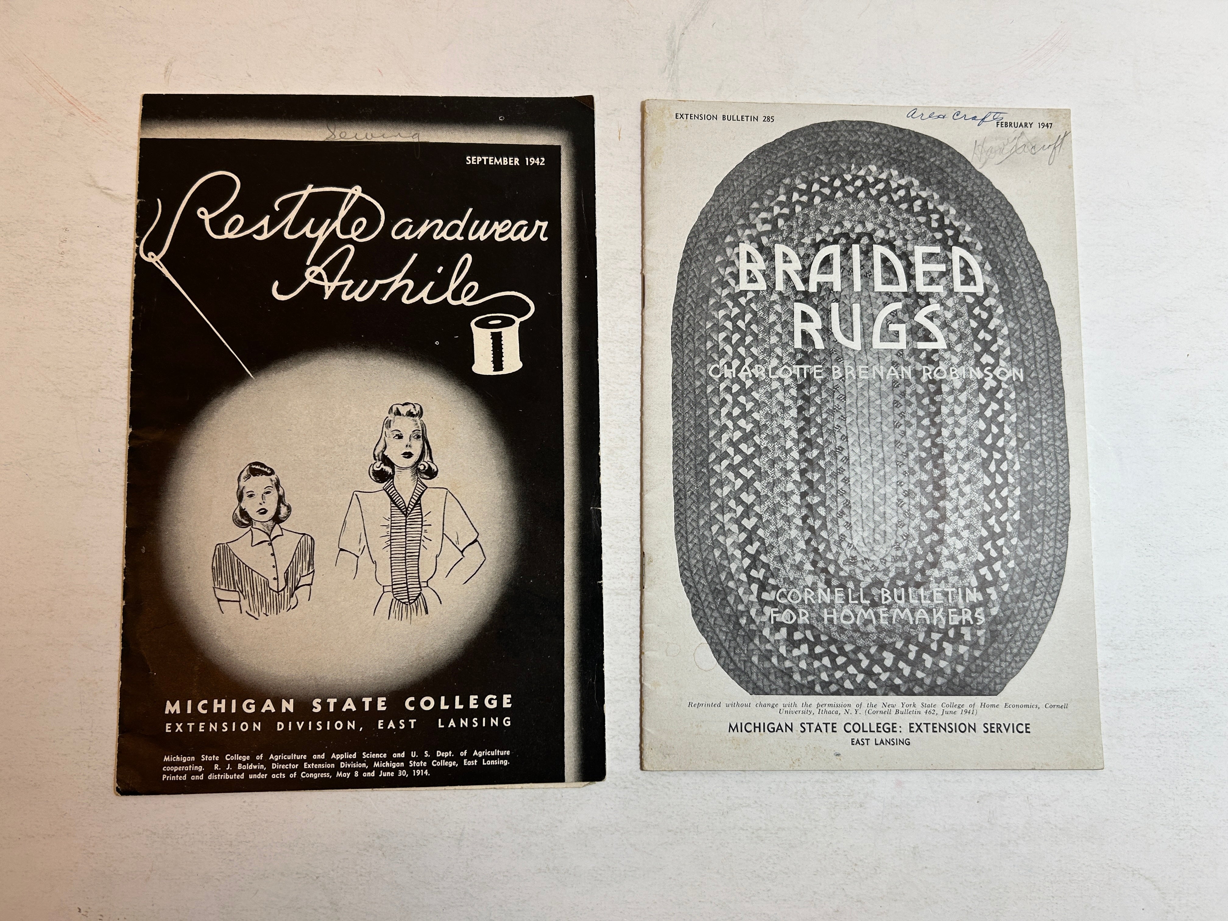 Lot of 2 Michigan State College (MSU) Extension Bulletins 1942/1947