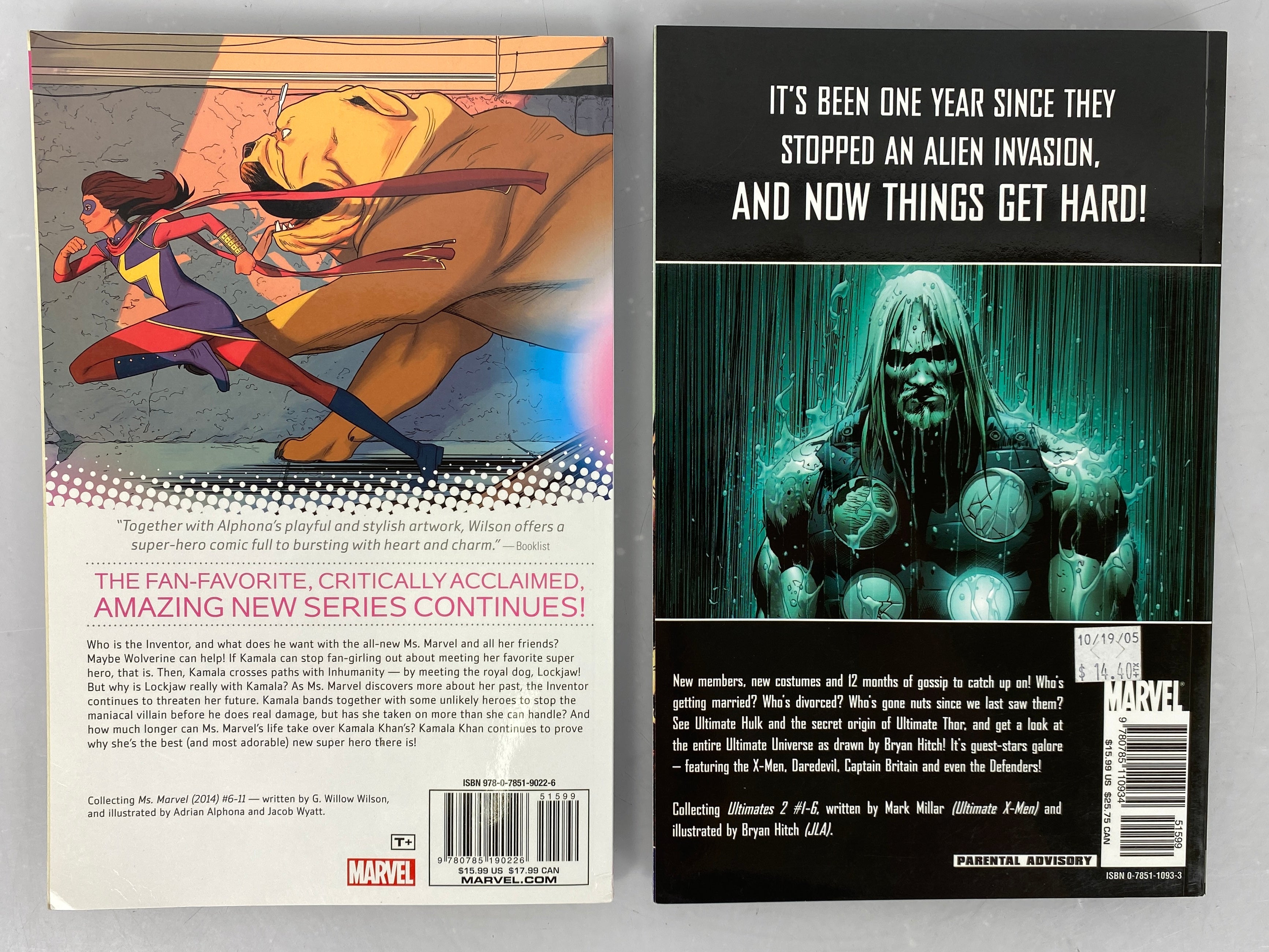 Lot of 2 Ms. Marvel and Ultimates 2 (Marvel 2015, 2005) Graphic Novels SC