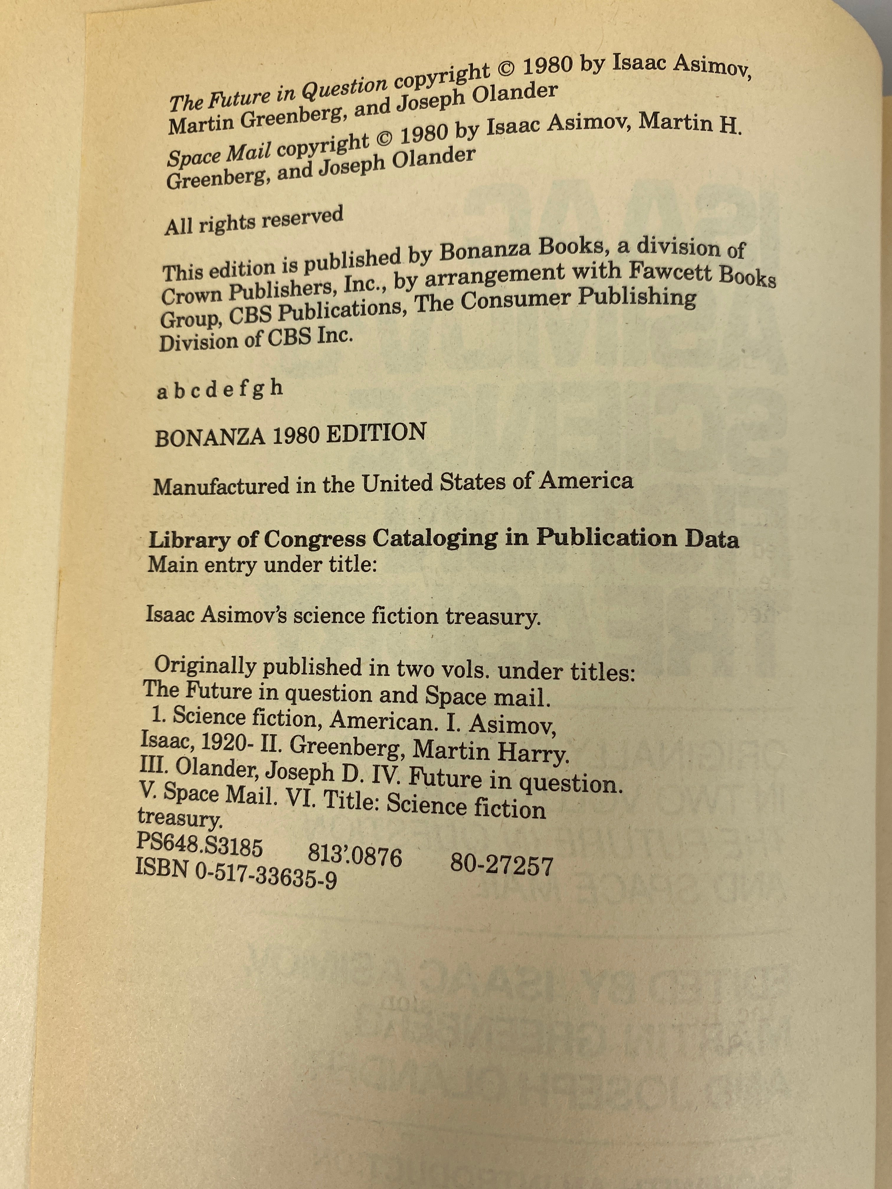 Lot of 2 Science Fiction Edited Volumes Asimov HC 1980-1985