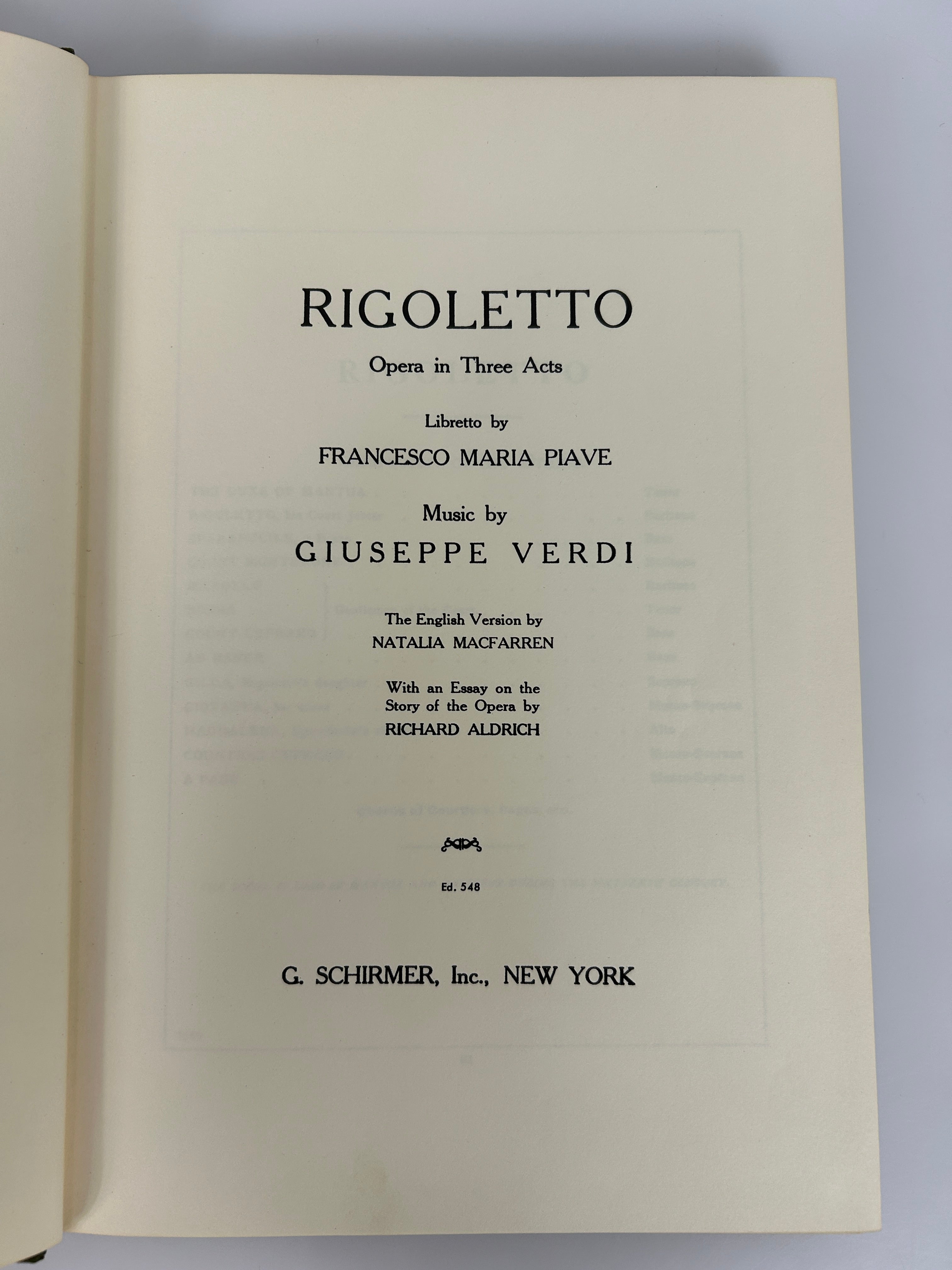 Lot of 2 Verdi Bilingual Opera Scores Rigoletto/Il Trovatore Schirmer HC