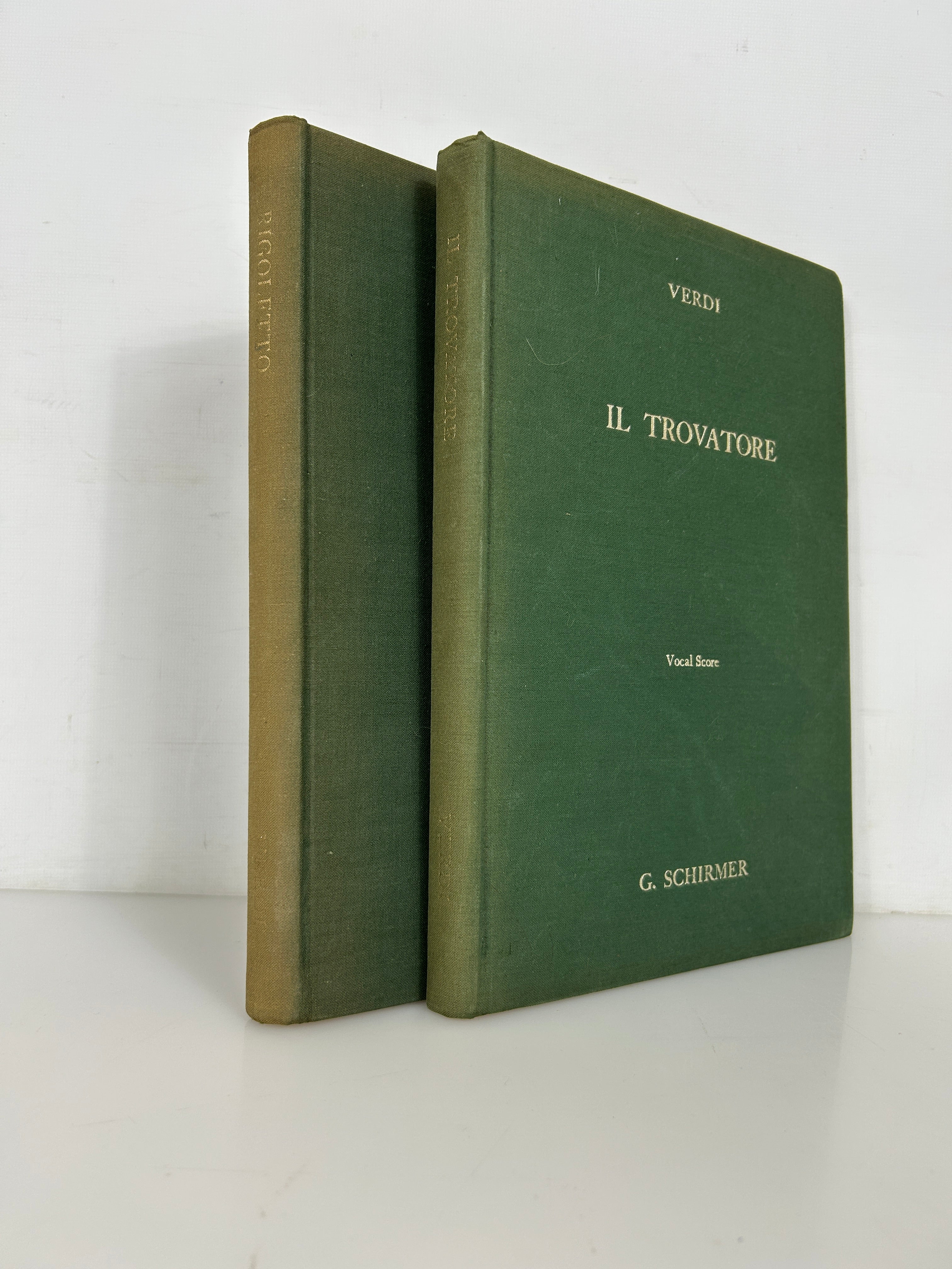 Lot of 2 Verdi Bilingual Opera Scores Rigoletto/Il Trovatore Schirmer HC